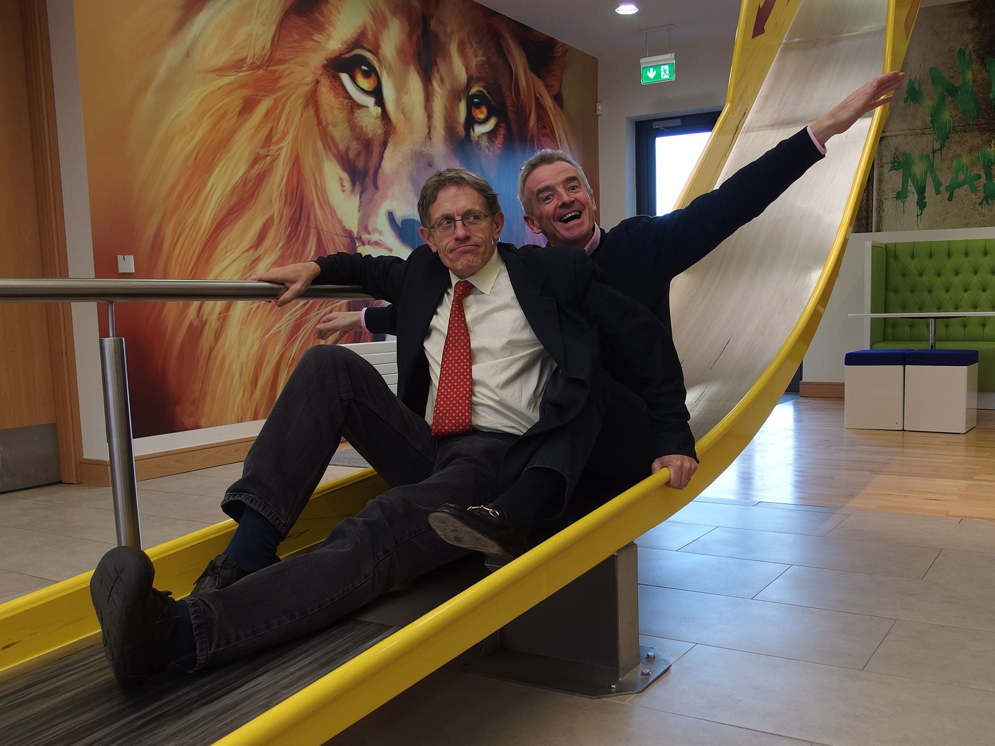 The Independent's Simon Calder with Michael O'Leary (Picture by Robin Kiel)