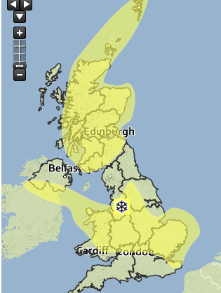 Areas that could expect snow