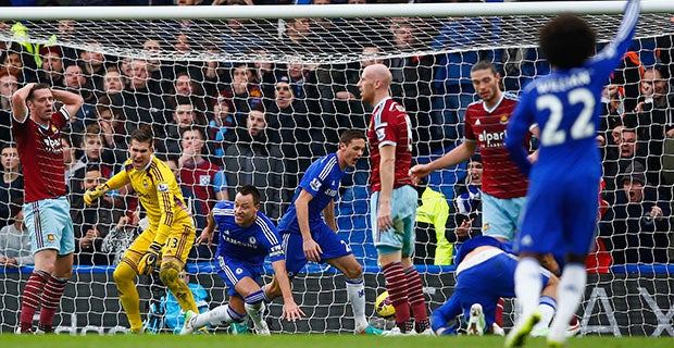 John Terry puts Chelsea ahead against West Ham