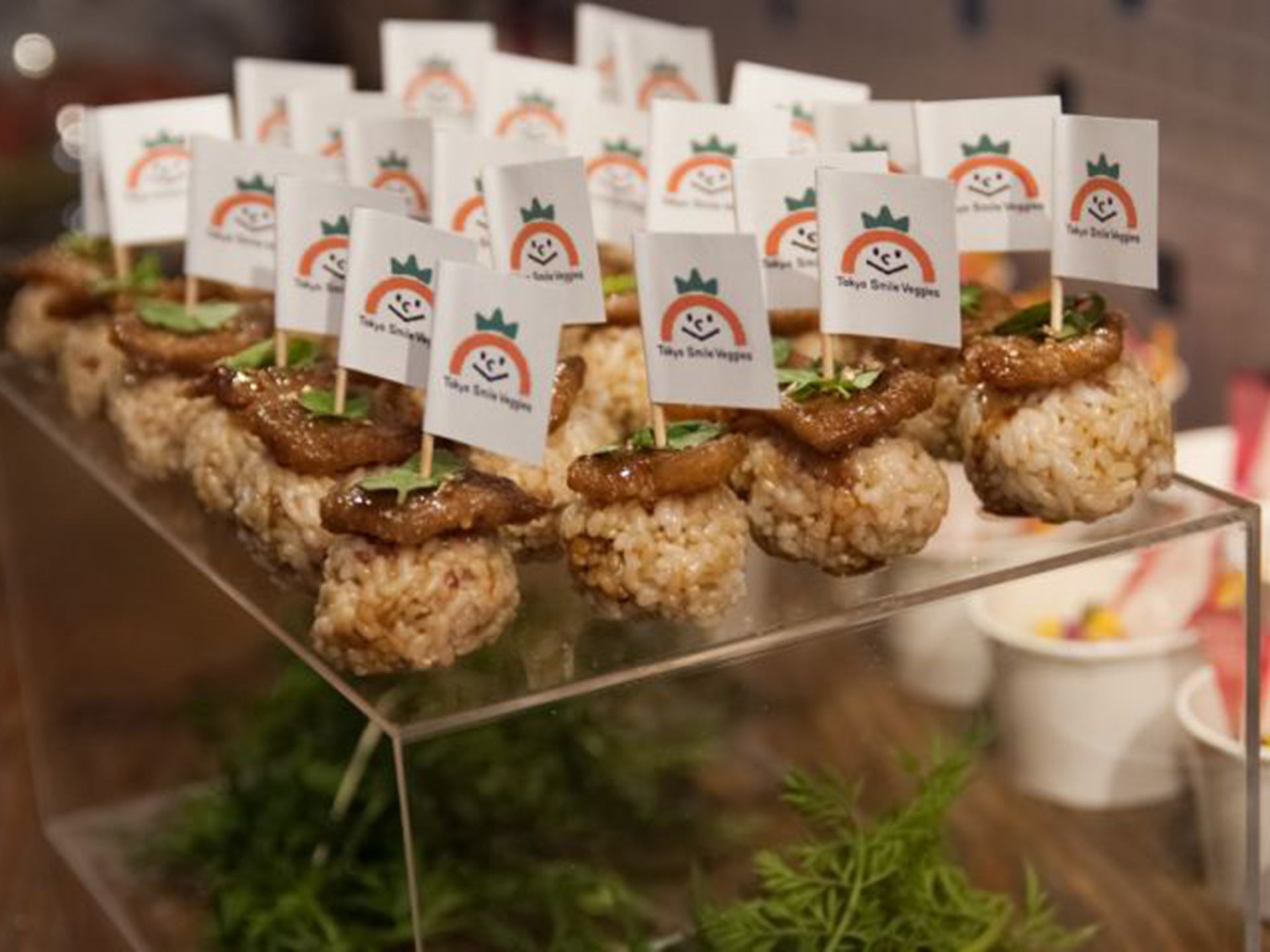 Vegan food was served at the launch party of Tokyo Smile Veggies