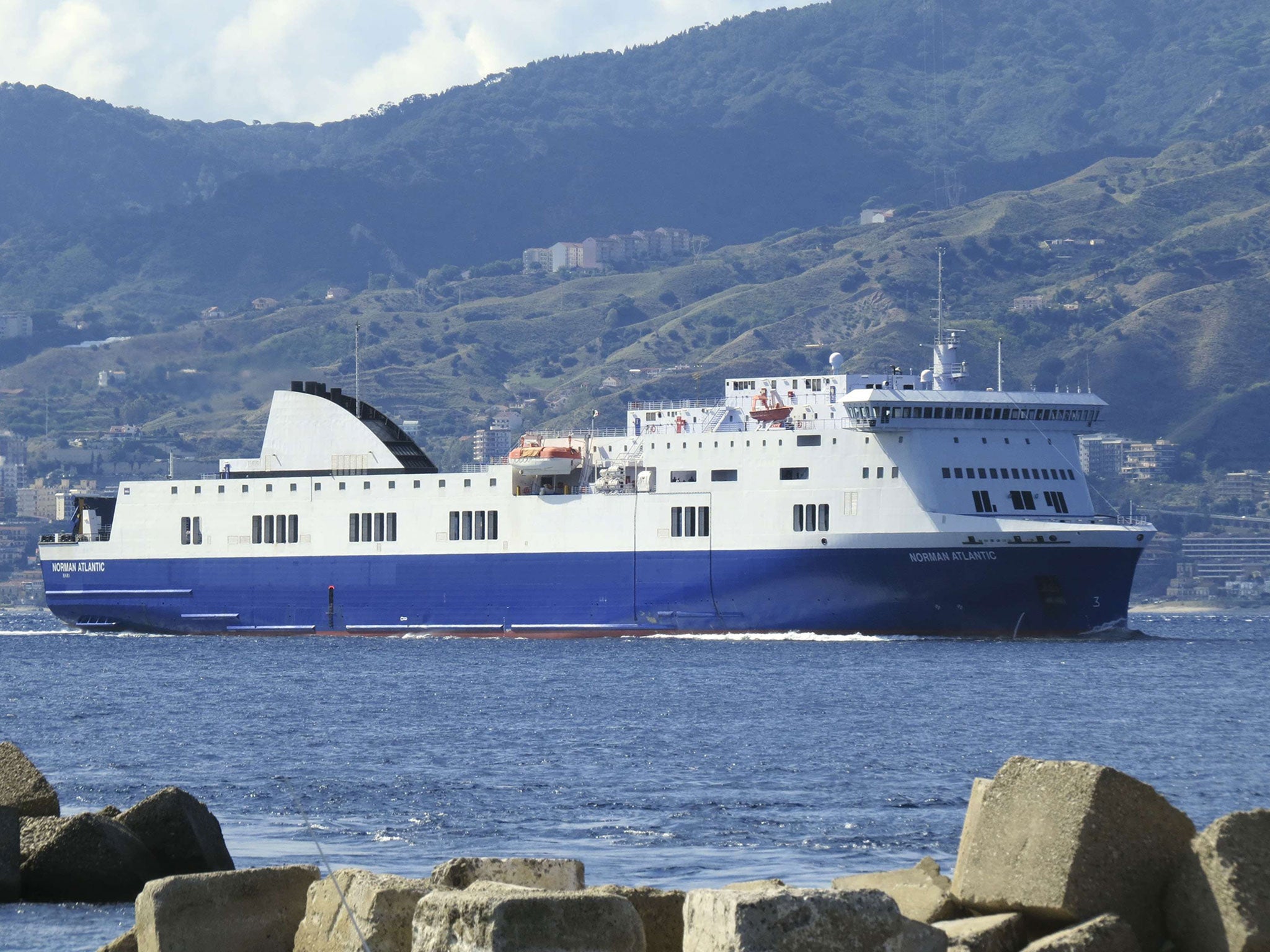 The vessel Norman Atlantic is seen in this photo taken on September 26, 2014