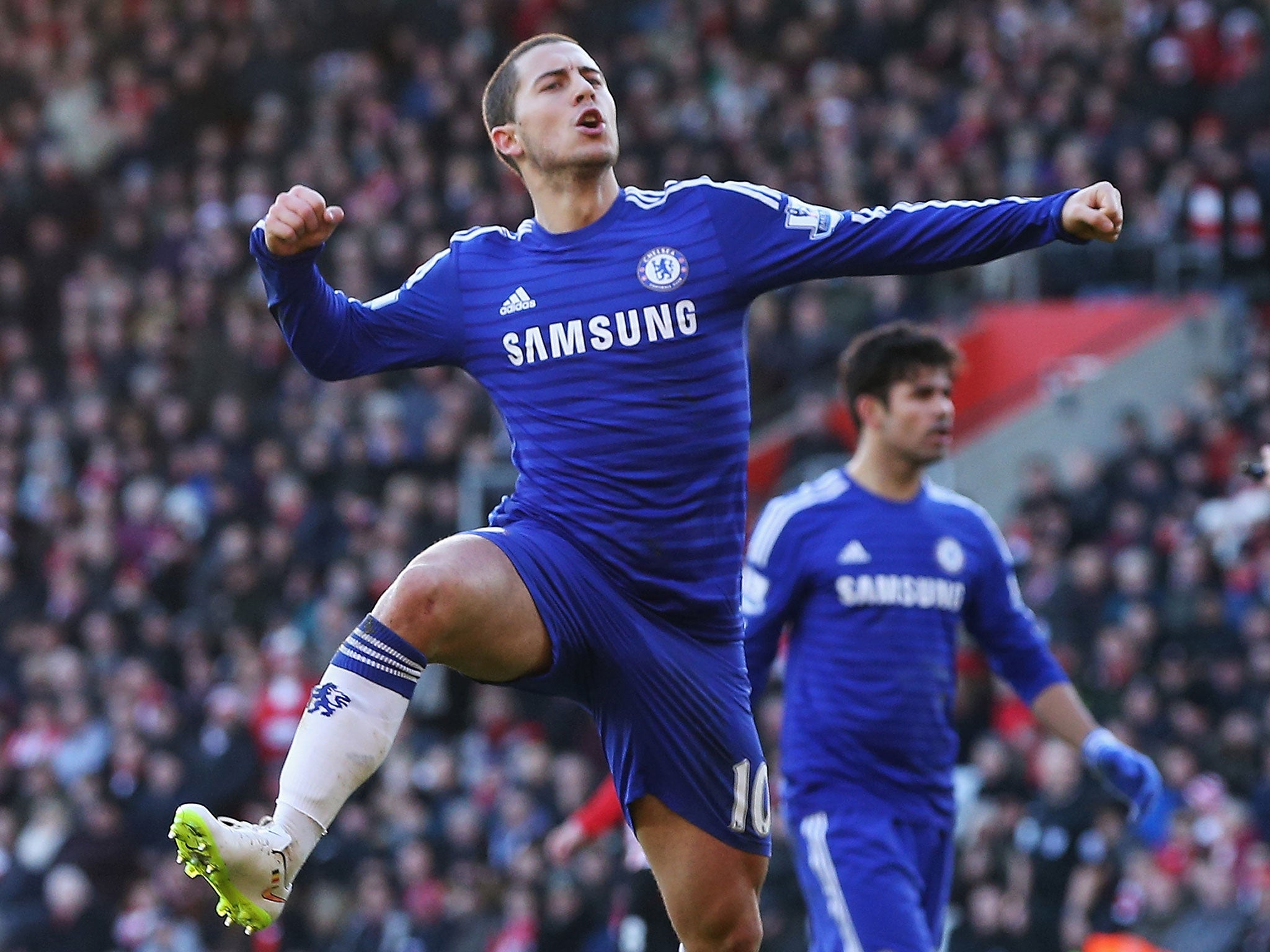 Eden Hazard celebrates the equaliser