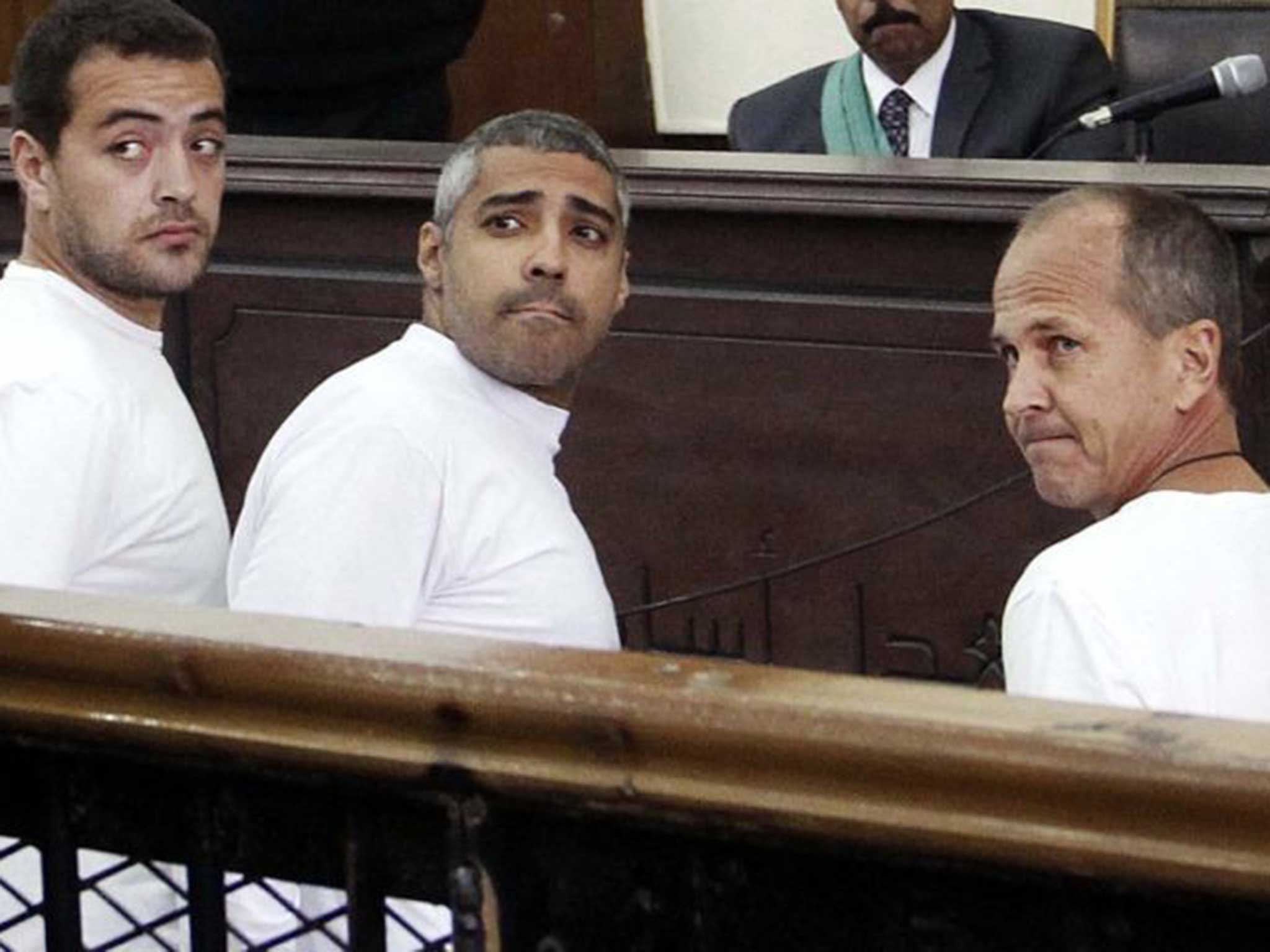 (L to R): Baher Mohamed, Mohamed Fahmy and Peter Greste