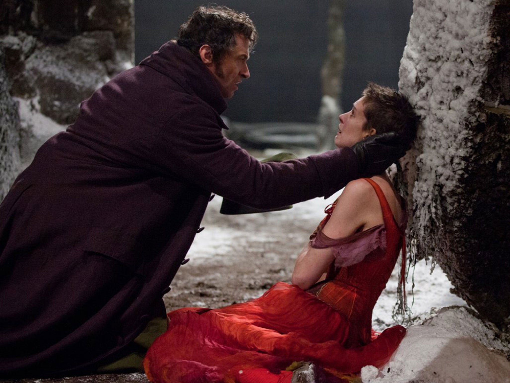 Anne Hathaway with Hugh Jackman in Les Miserables