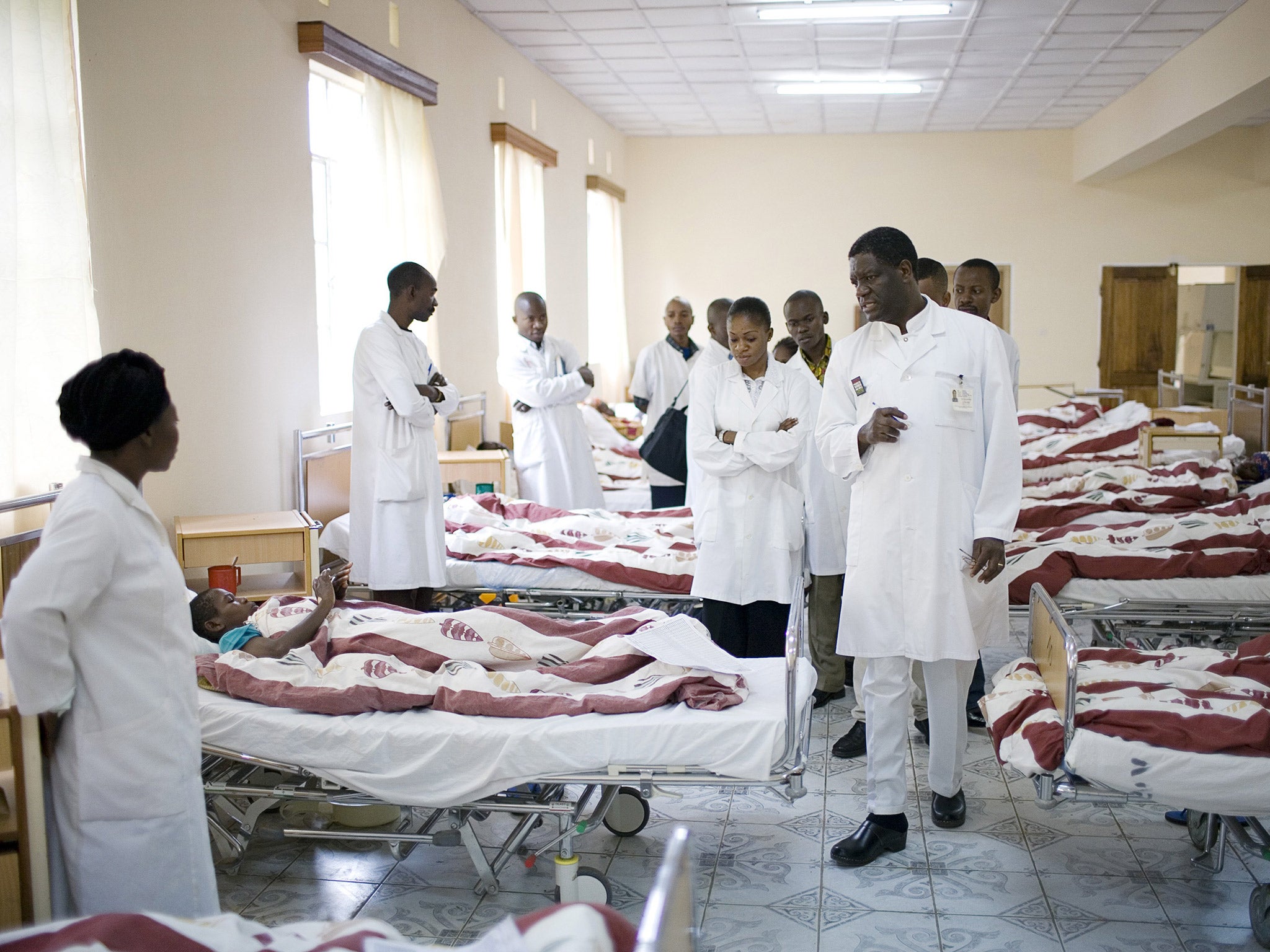 Dr Mukwege on his ward rounds in Bukavu (Getty)