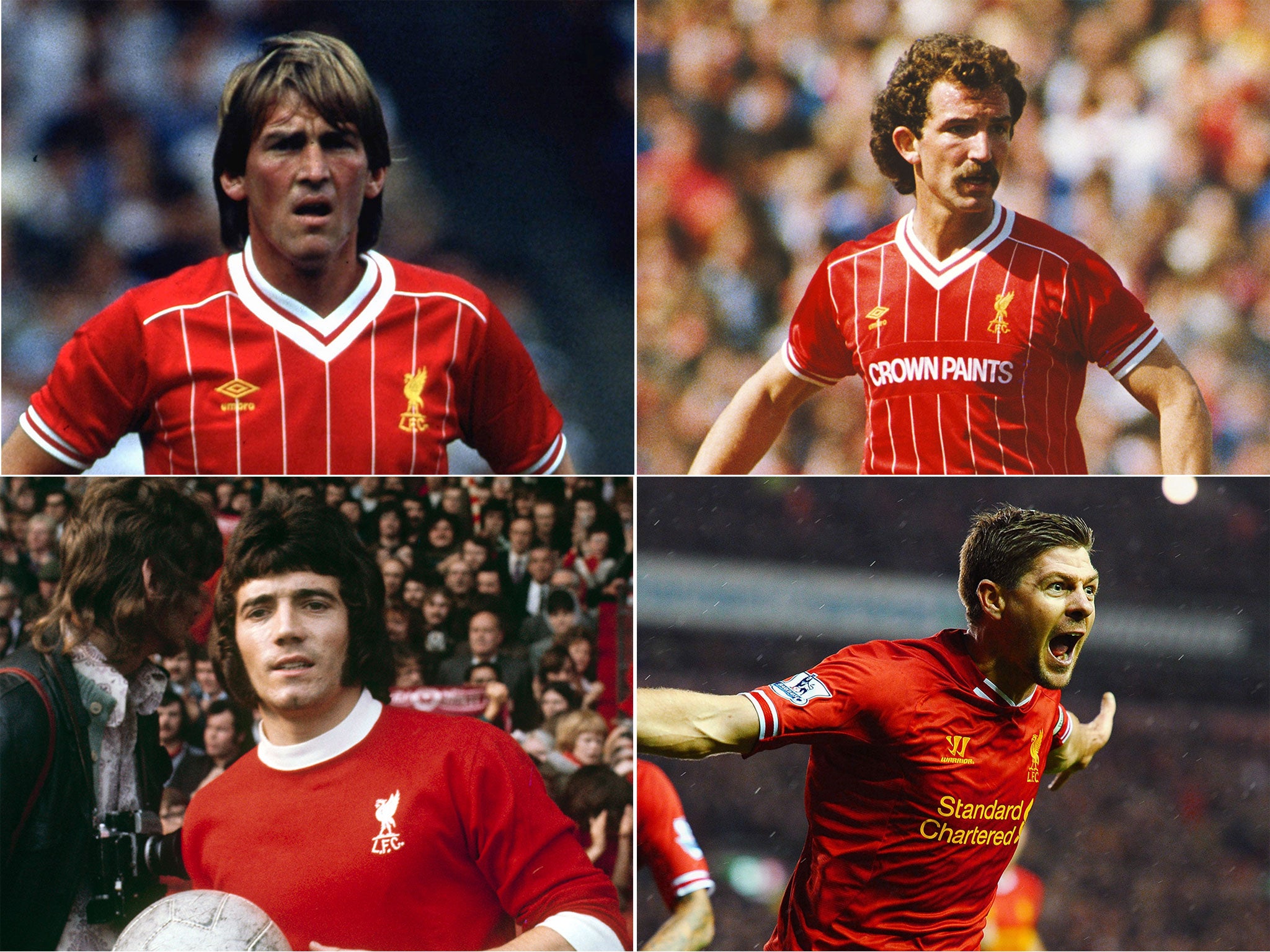 (Clockwise from top right) Kenny Dalglish, Graeme Souness, Kevin Keegan, Steven Gerrard