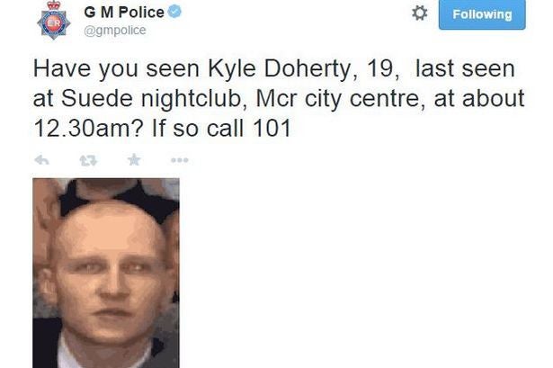 Kyle went missing in the early hours of New Year's Day, sparking this police appeal