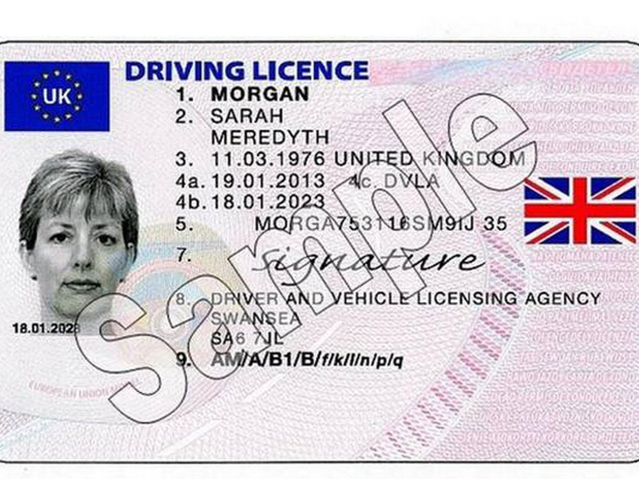 A sample of the new driving licence