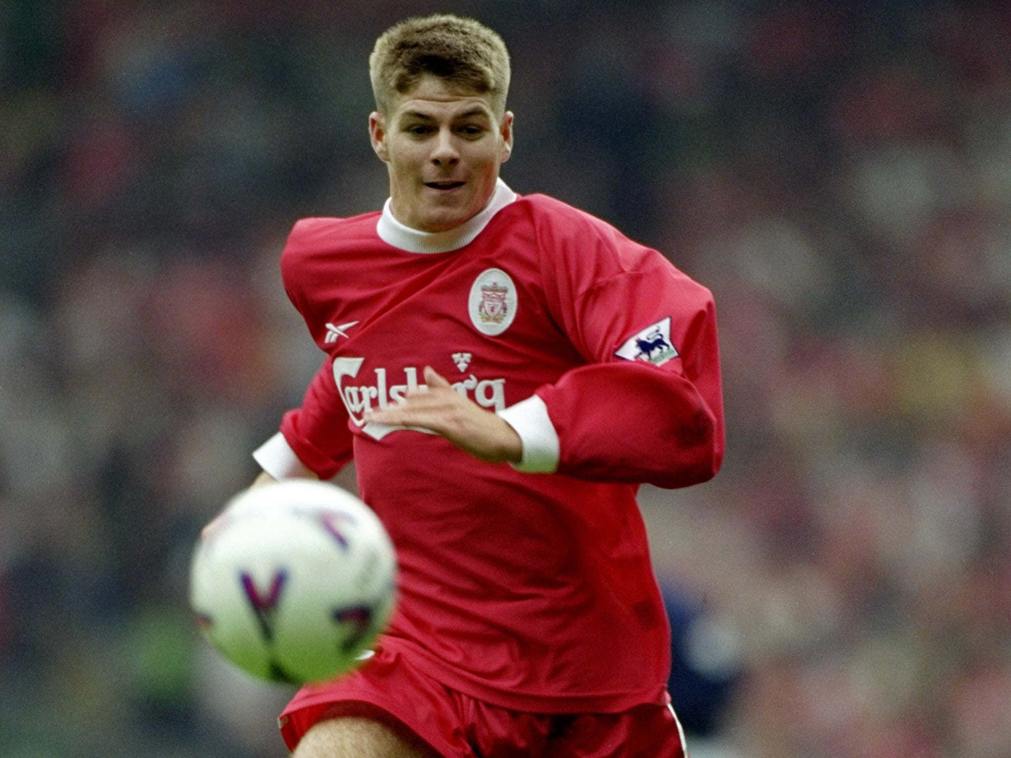 In action for Liverpool in 1999