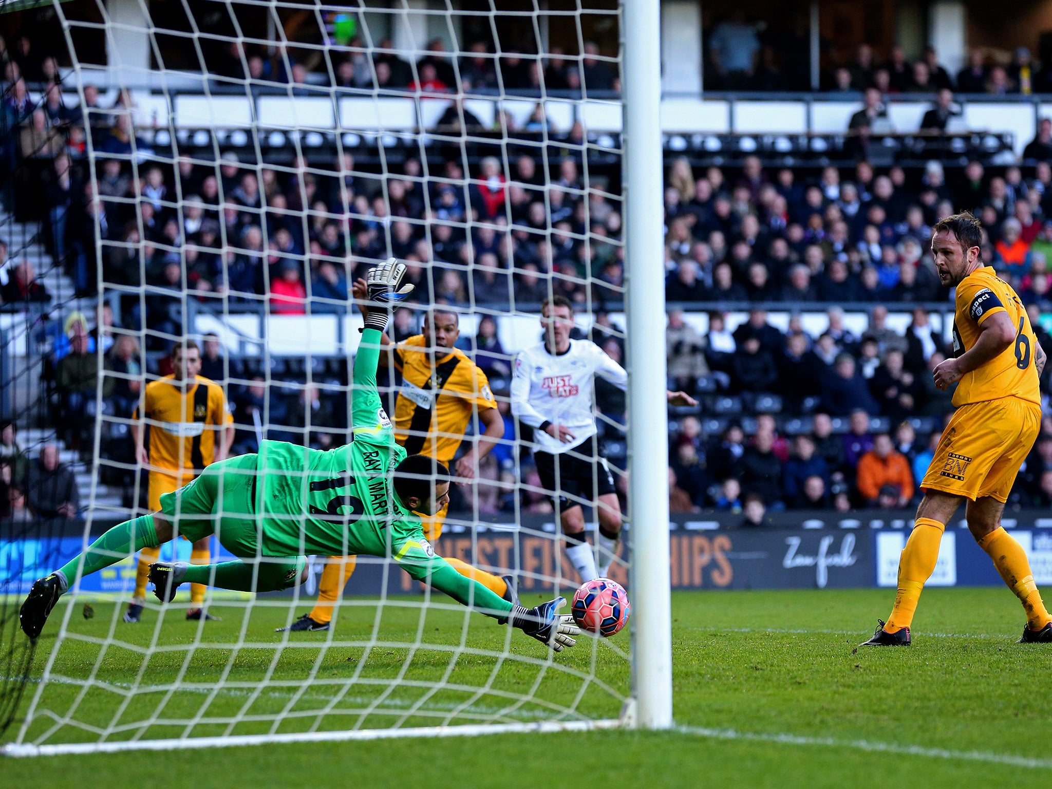 Southport keeper David Raya Martin makes a smart save