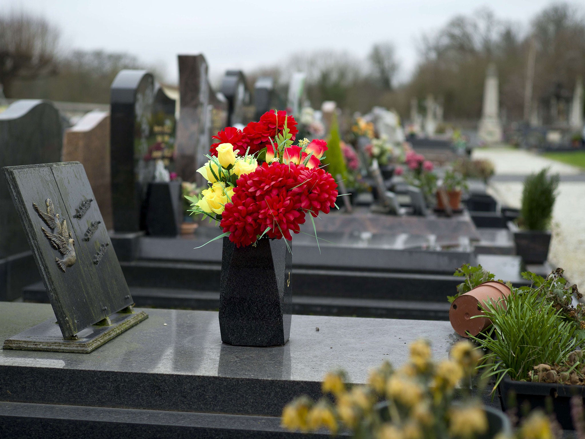 The cemetery in the Paris suburb of Champlan, whose mayor has been accused of racism following his refusal to allow a Roma baby to be buried there