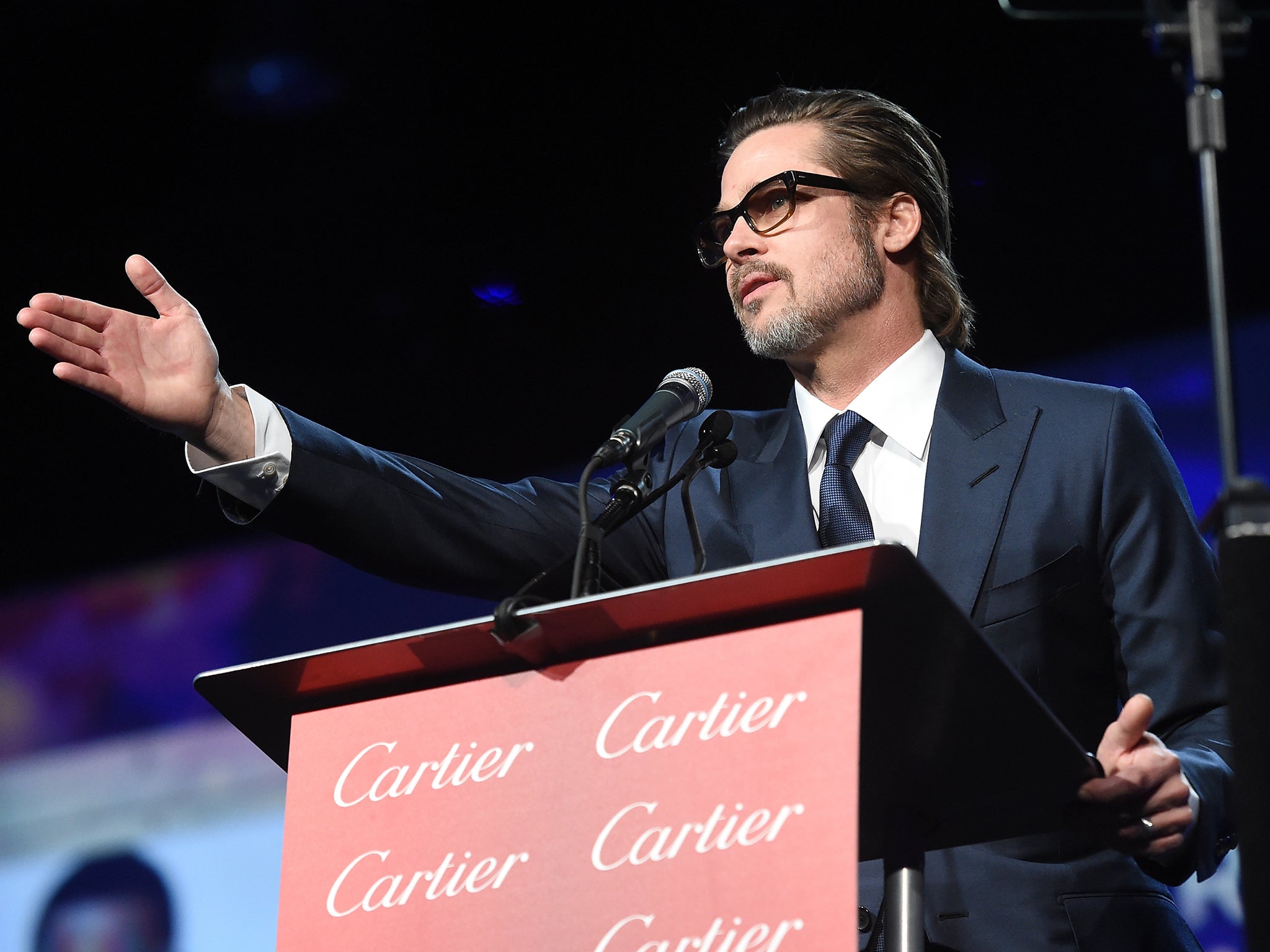 Brad Pitt speaks at the 26th Annual Palm Springs International Film Festival Awards Gala.