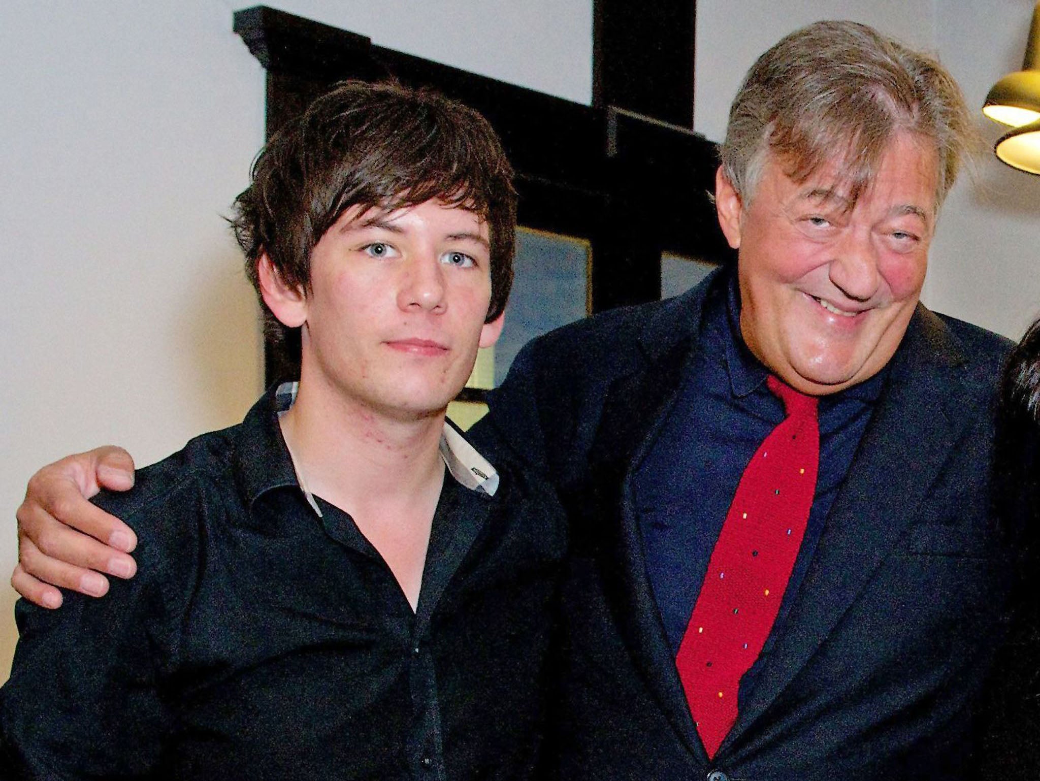 Elliott Spencer and Stephen Fry in September 2014