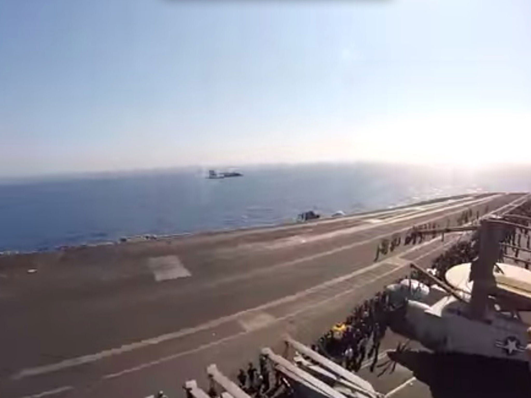 F-18 fighter jet breaks sound barrier in fly-by