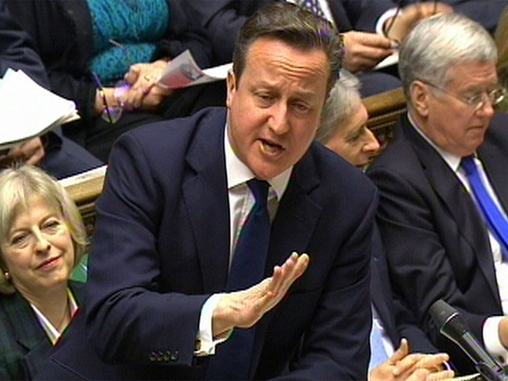 David Cameron speaks during Prime Minister's Questions