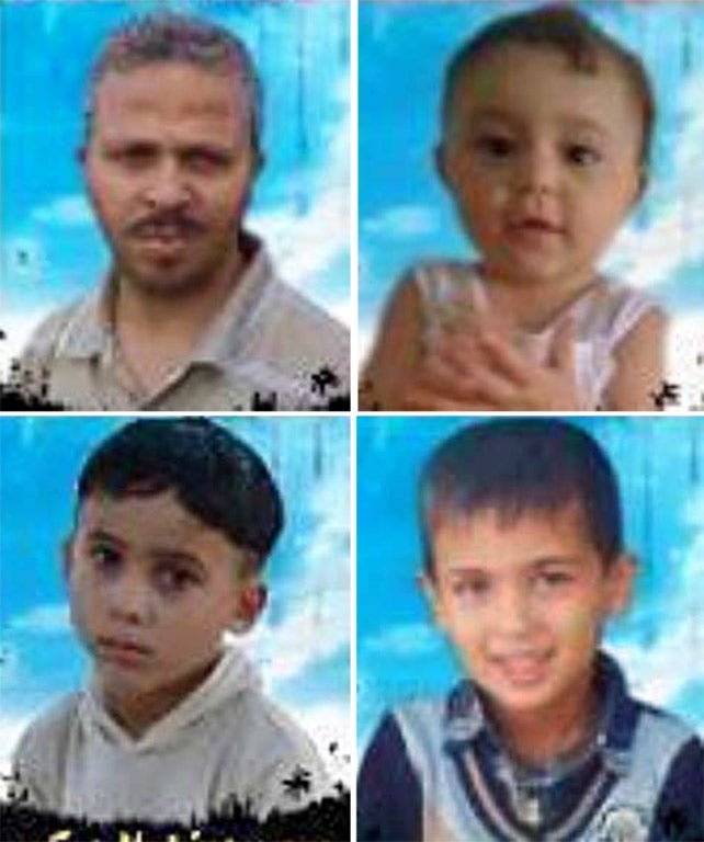 Mowfaq Bakr (top left) drowned along with his one-year-old grand-daughter Malak; Tarek Bakr (bottom right) and Mohammed Nidal Bakr