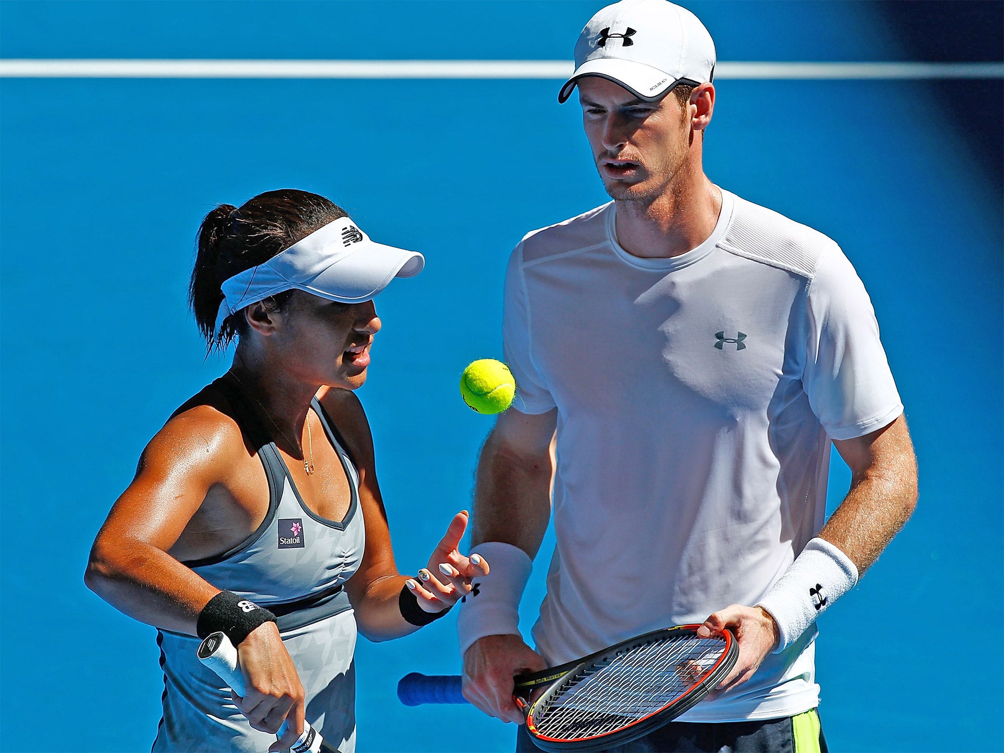 Heather Watson and Andy Murray during their mixed doubles defeat