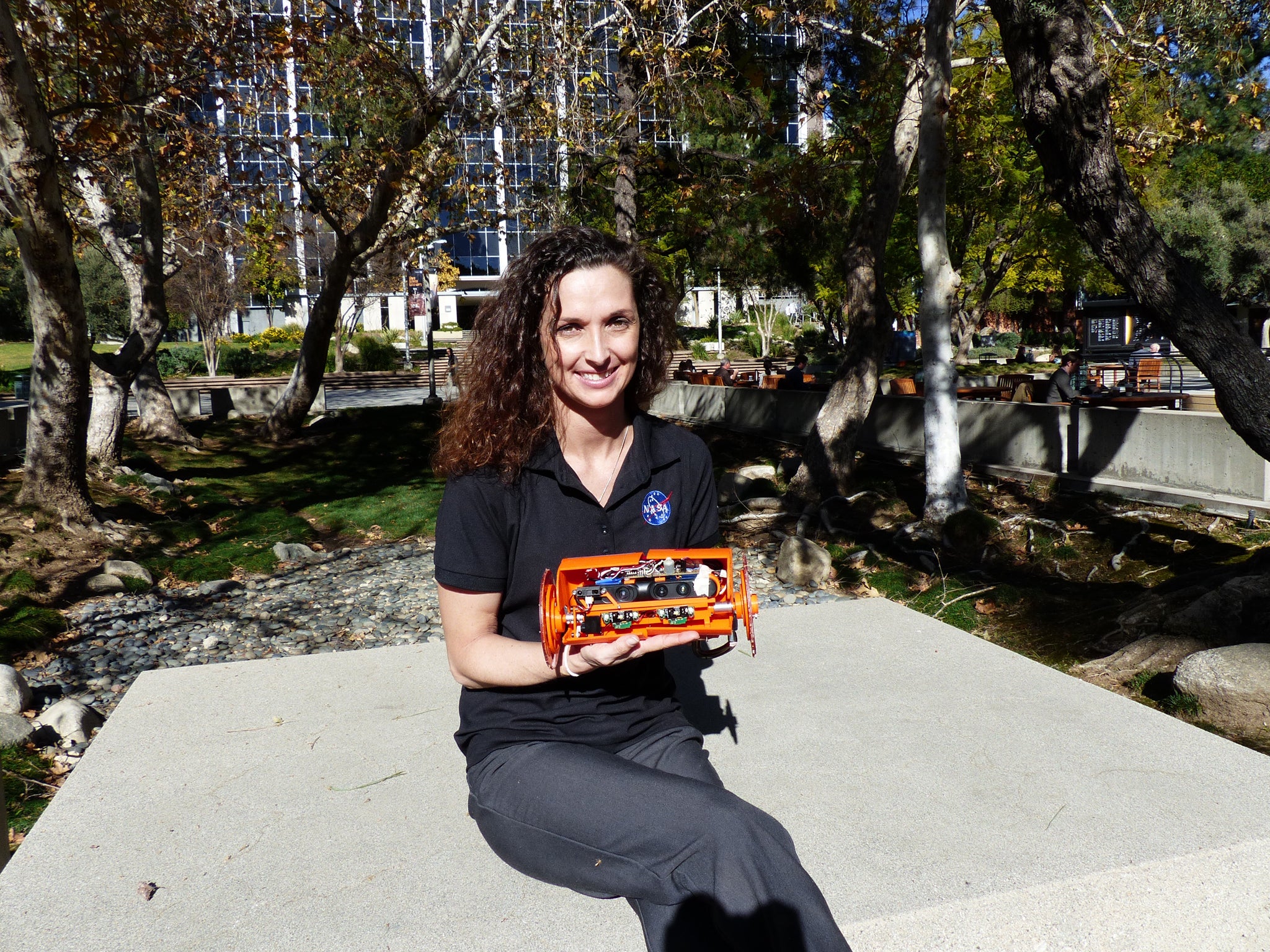 Carolyn Parcheta, a postdoctoral fellow at NASA's Jet Propulsion Laboratory, plans to take this robot, VolcanoBot 2, to explore Hawaii's Kilauea volcano in March 2015