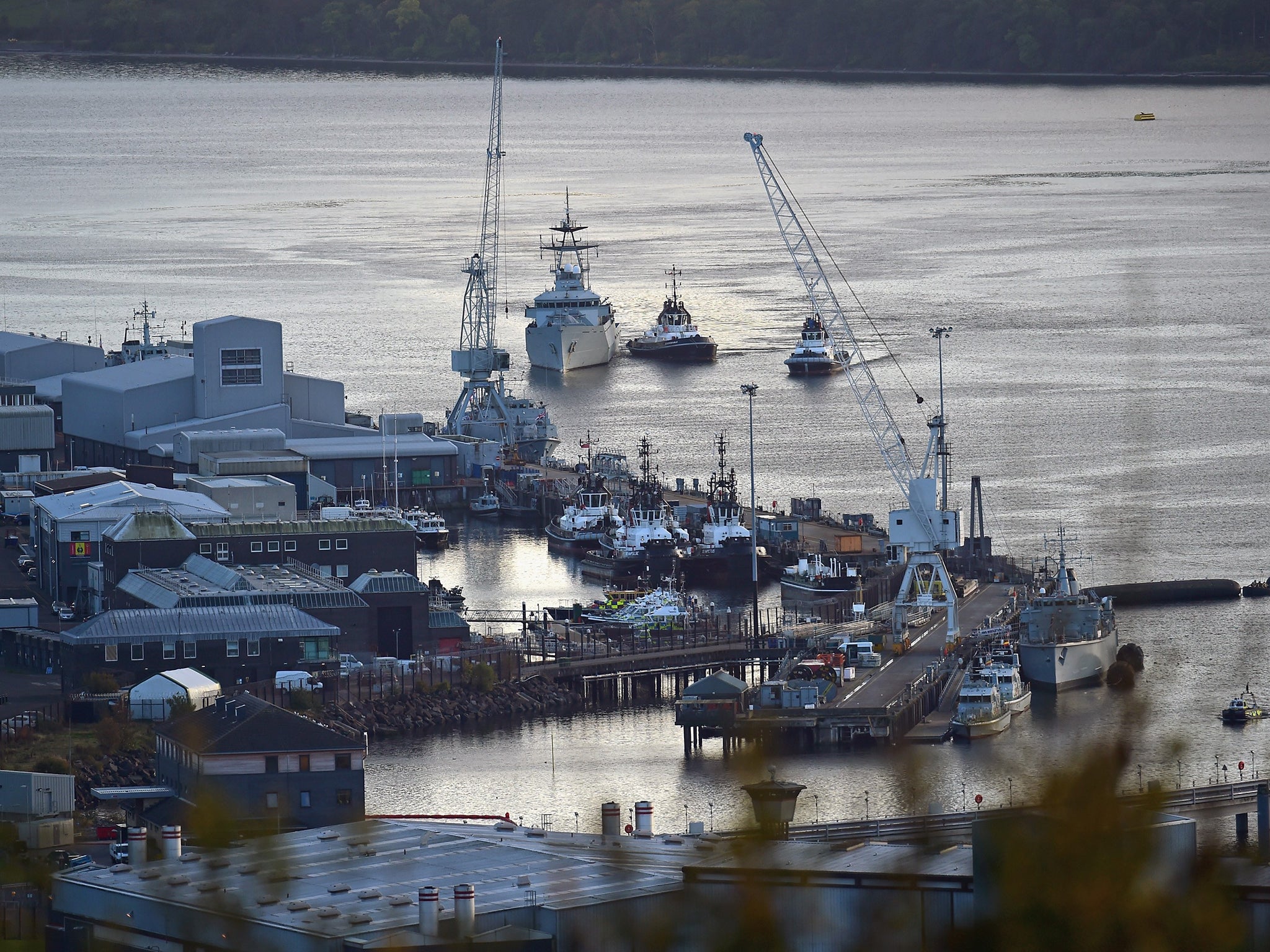 Faslane Naval Base on the Gare Loch in Scotland