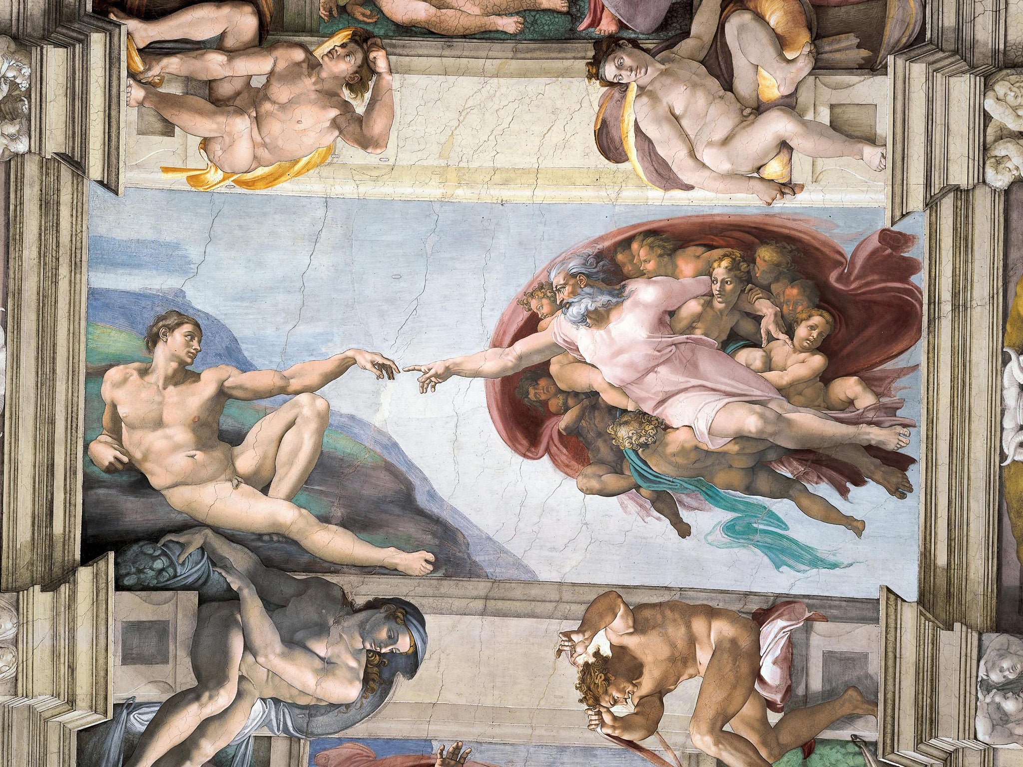 The British Museum’s new show includes the Belvedere Torso, which is believed to have inspired the detail of Adam in Michelangelo’s Sistine Chapel (pictured)