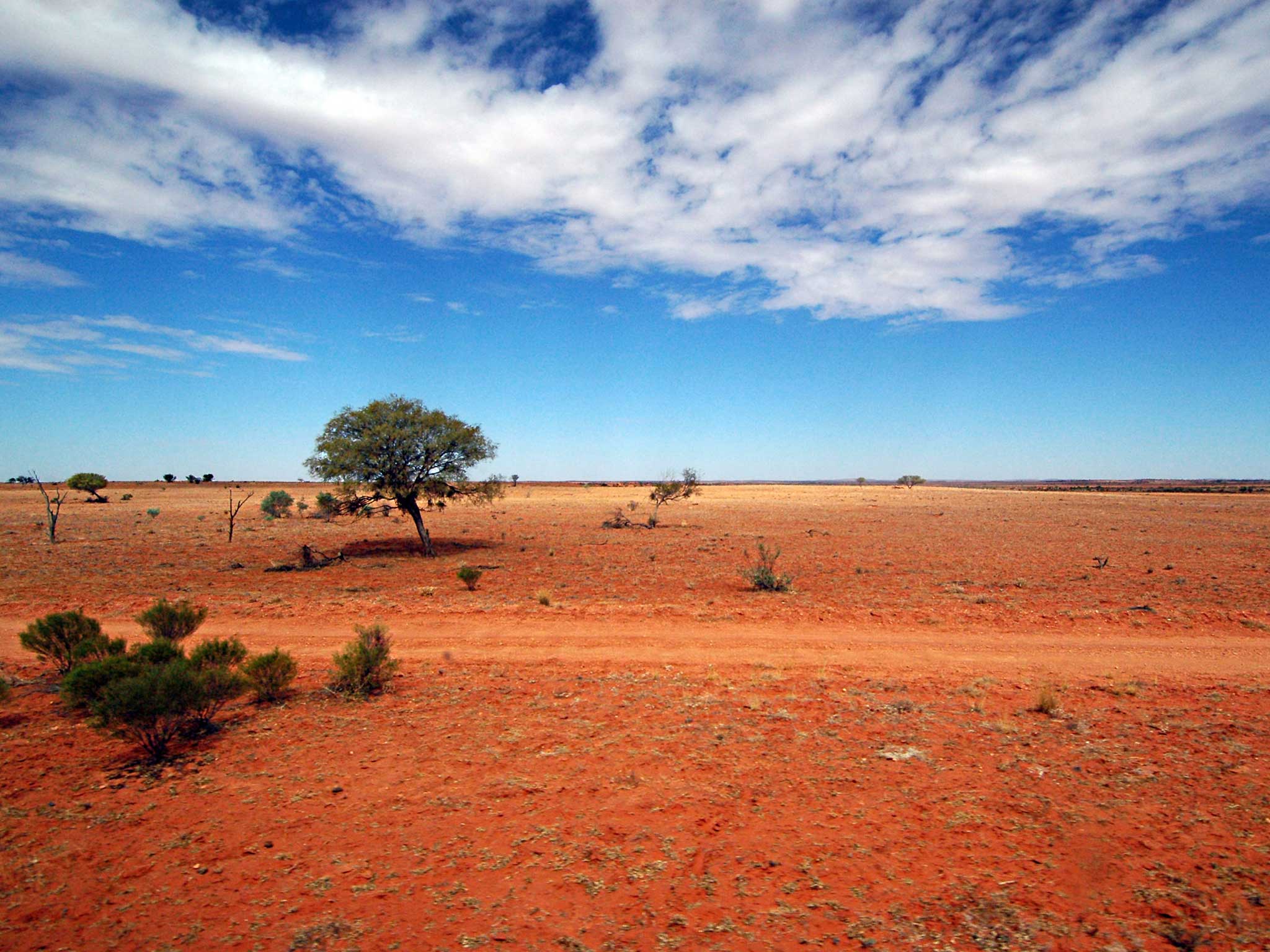 A view of the outback in central Australia, seen from the 'Ghan Express'