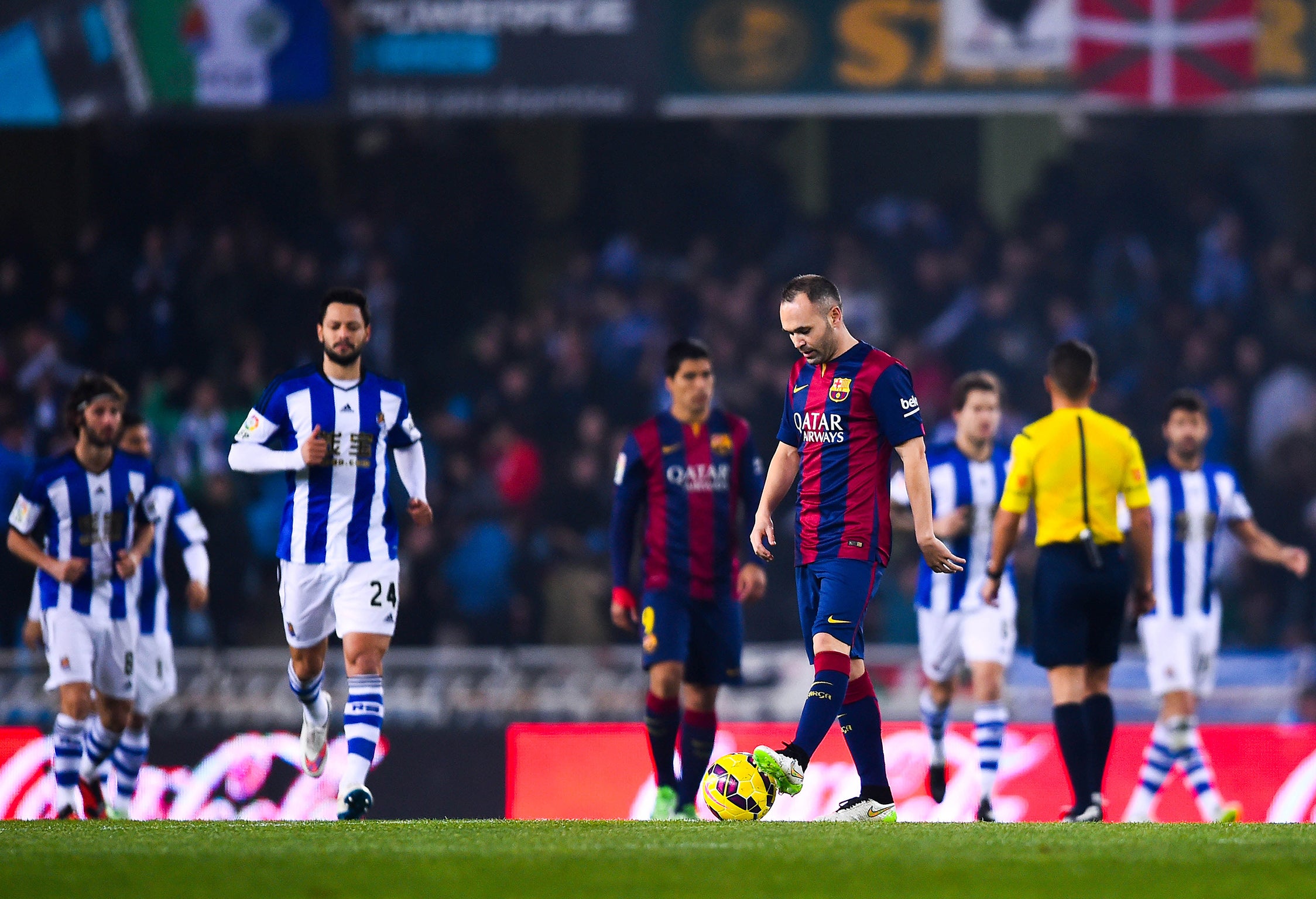 Sociedad held on for a 1-0 win after Jordi Alba (not pictured) scored an own goal