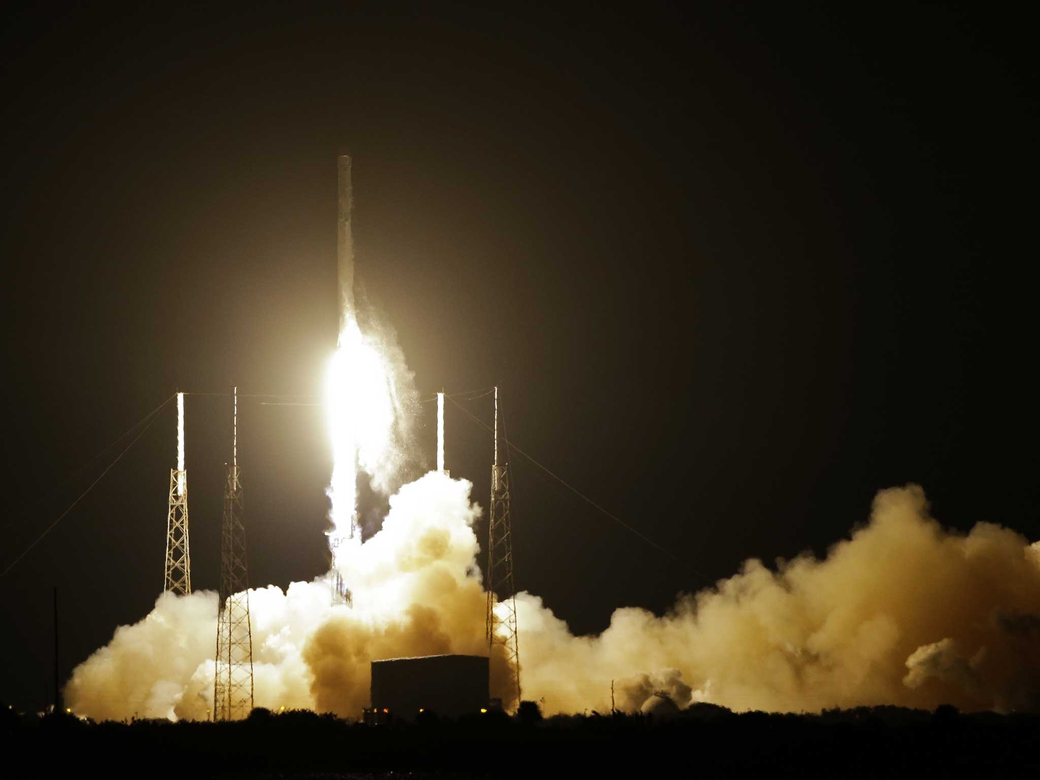 The Falcon 9 SpaceX rocket lifts off from Space Launch Complex 40 at the Cape Canaveral Air Force Station in Cape Canaveral