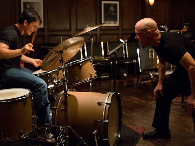 Miles Teller and J K Simmons in Whiplash