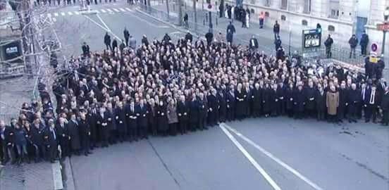 The aerial footage of the procession revealed that the leaders didn't front the 3.5million strong march