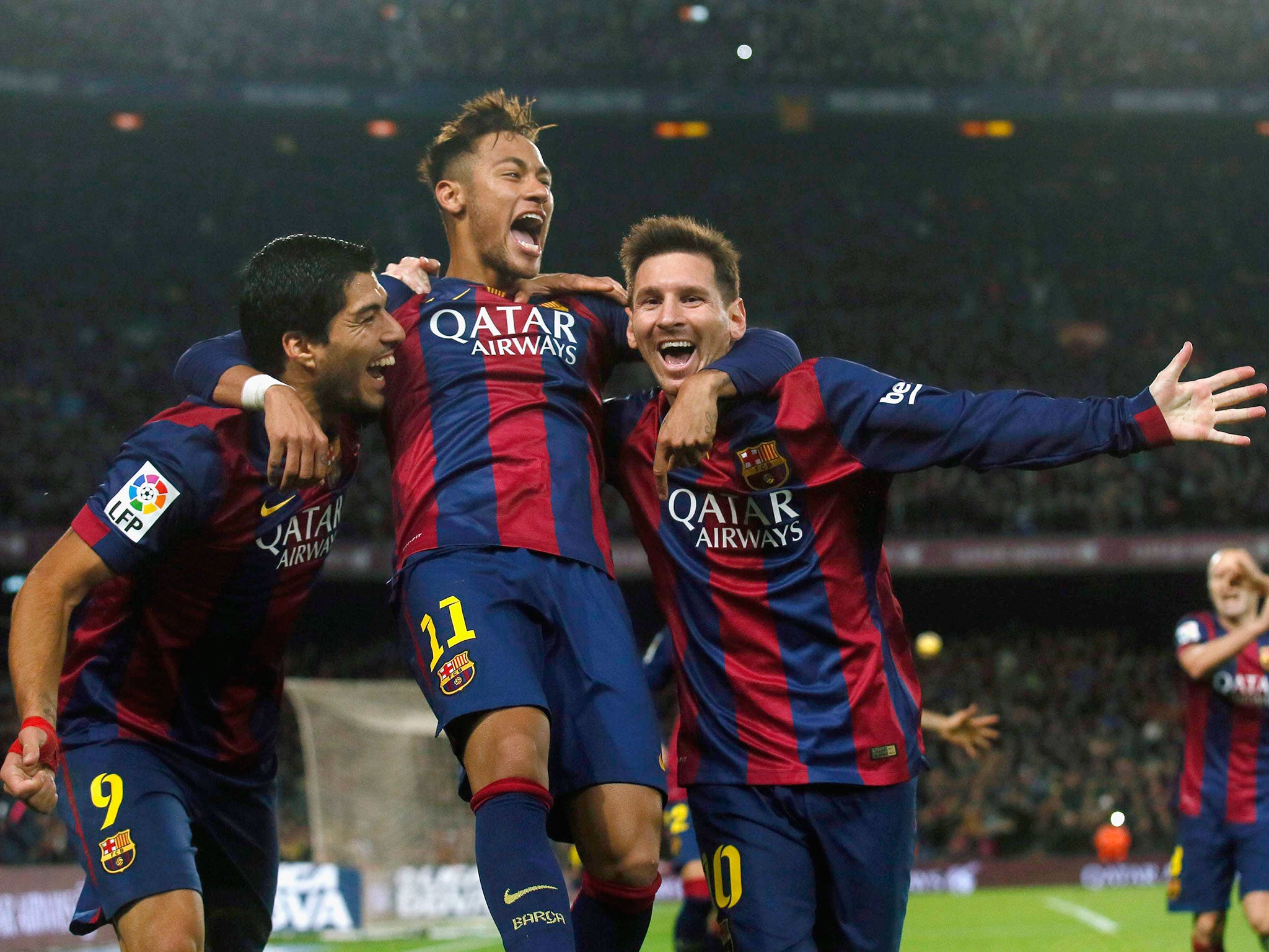 The club's brilliant front three: Luis Suarez, Neymar and Lionel Messi (l-r)