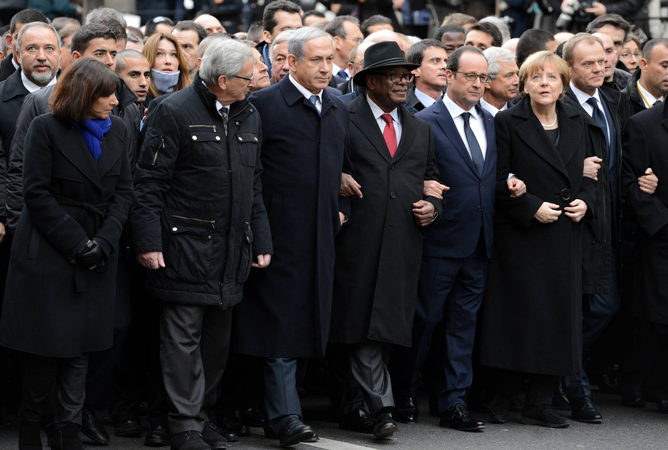 World leaders, including Israeli PM Benjamin Netanyahu, take part in the march for unity in Paris on Sunday