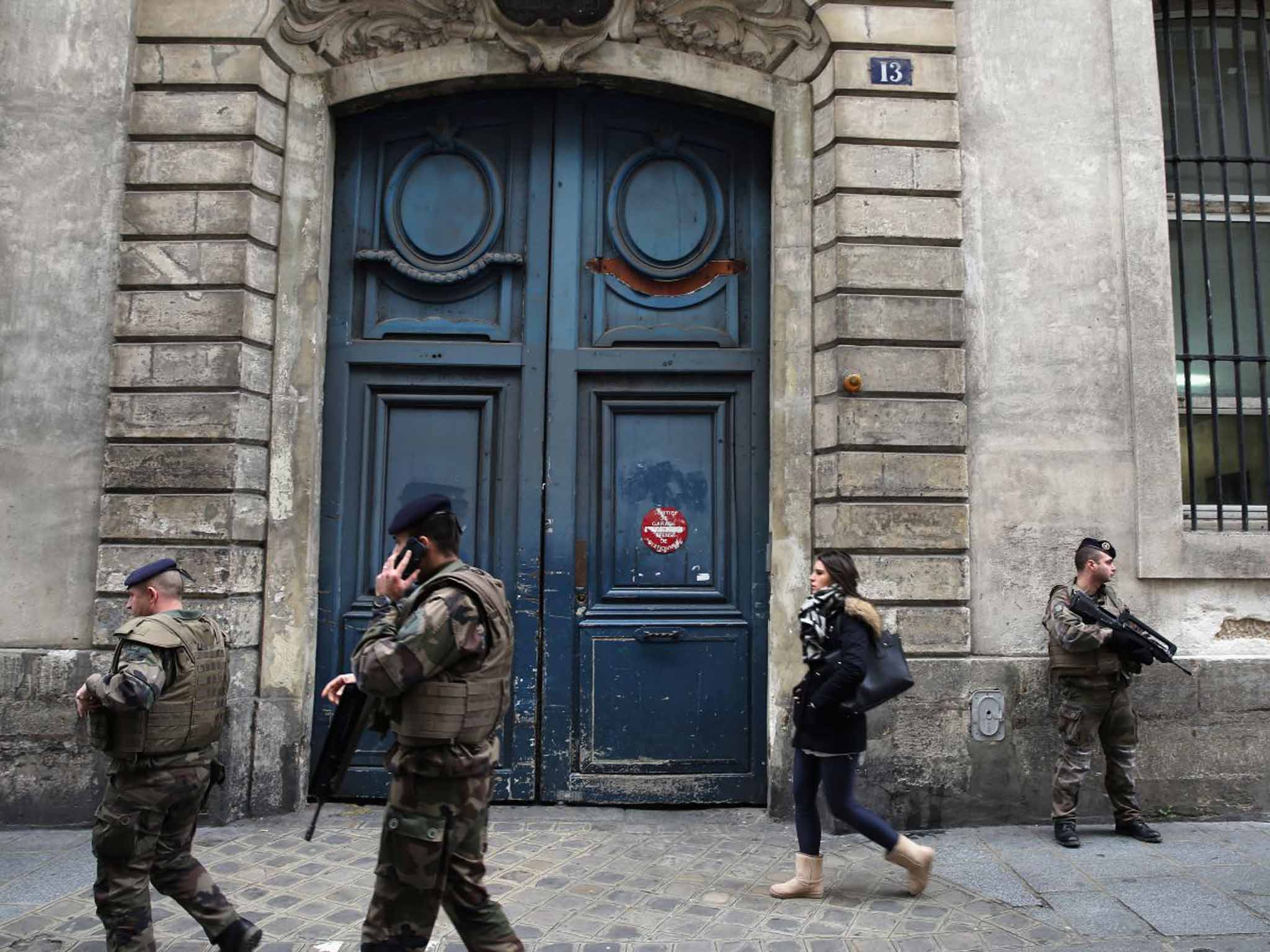 Police guard a Jewish school in Paris