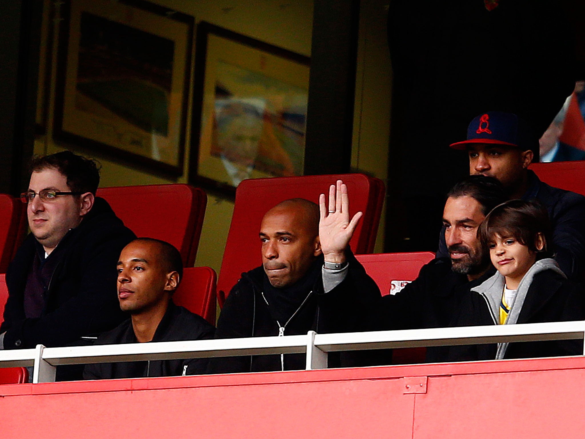 Henry and Pires were in the stands to watch Arsenal's 3-0 win over Stoke