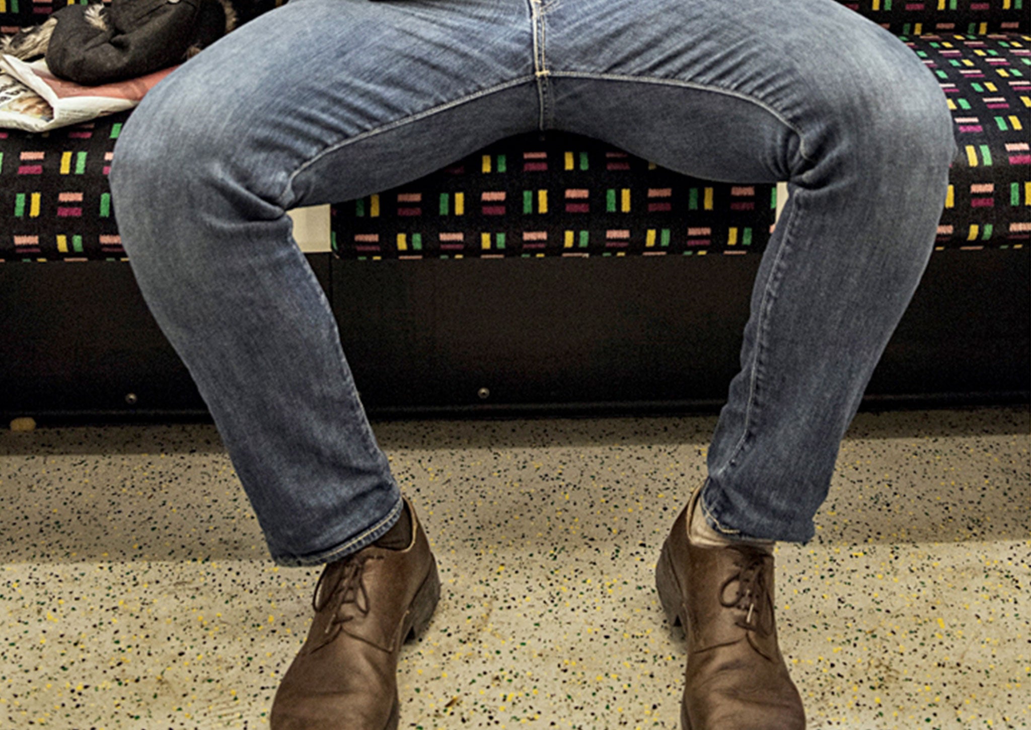 An example of manspreading on the London Underground