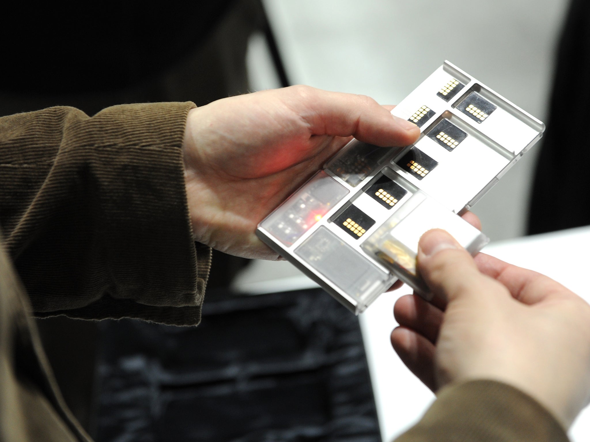 Google's modular phone (Project Ara) at Engadget Expand New York 2014 at Javits Center on November 7, 2014 in New York City.