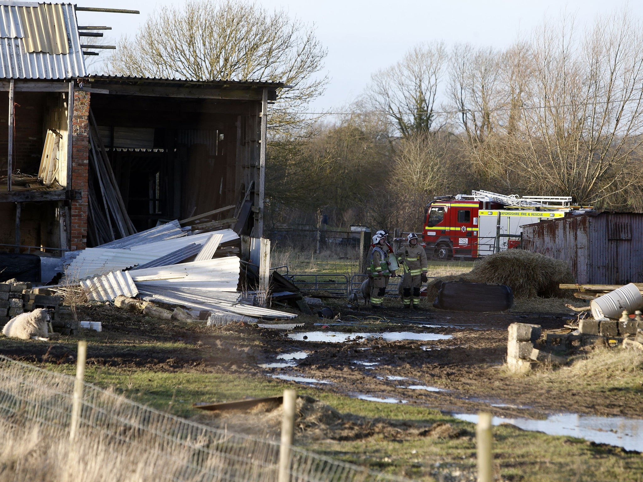 Firefighters at the scene of the derelict building in Rokemarsh