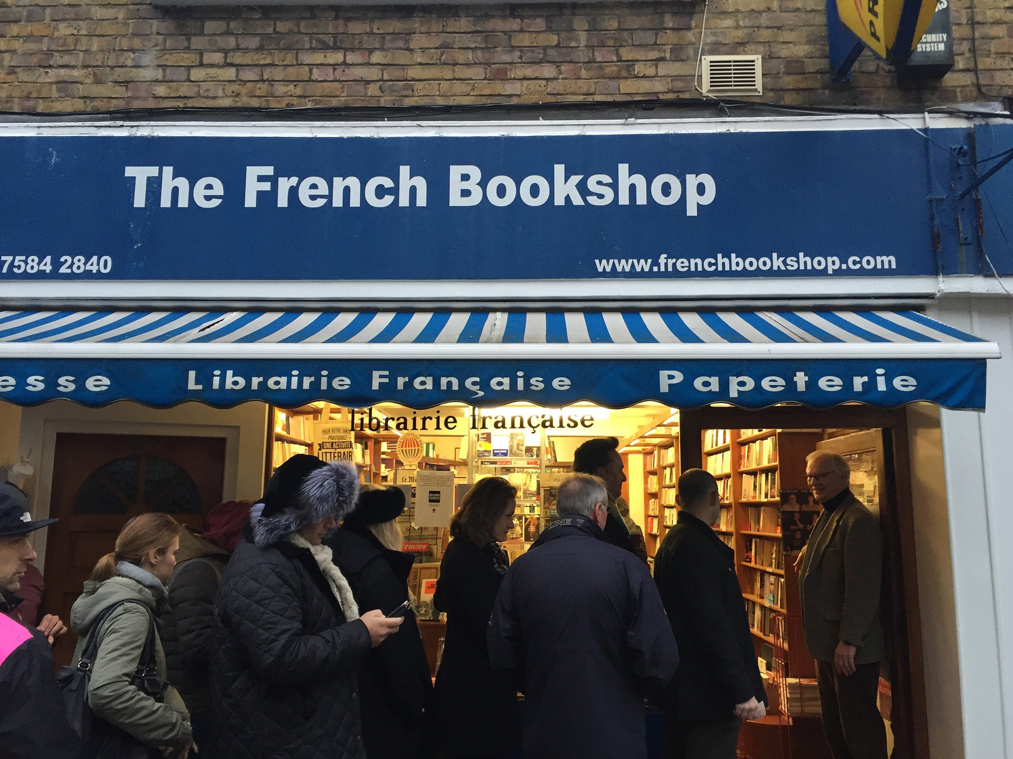 The French Bookshop in South Kensington where people queued in the early hours of Friday.