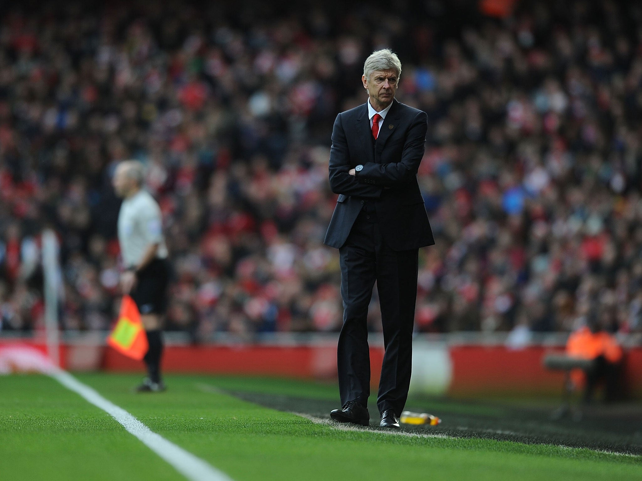 Arsene Wenger reacts during Arsenal's win over Stoke