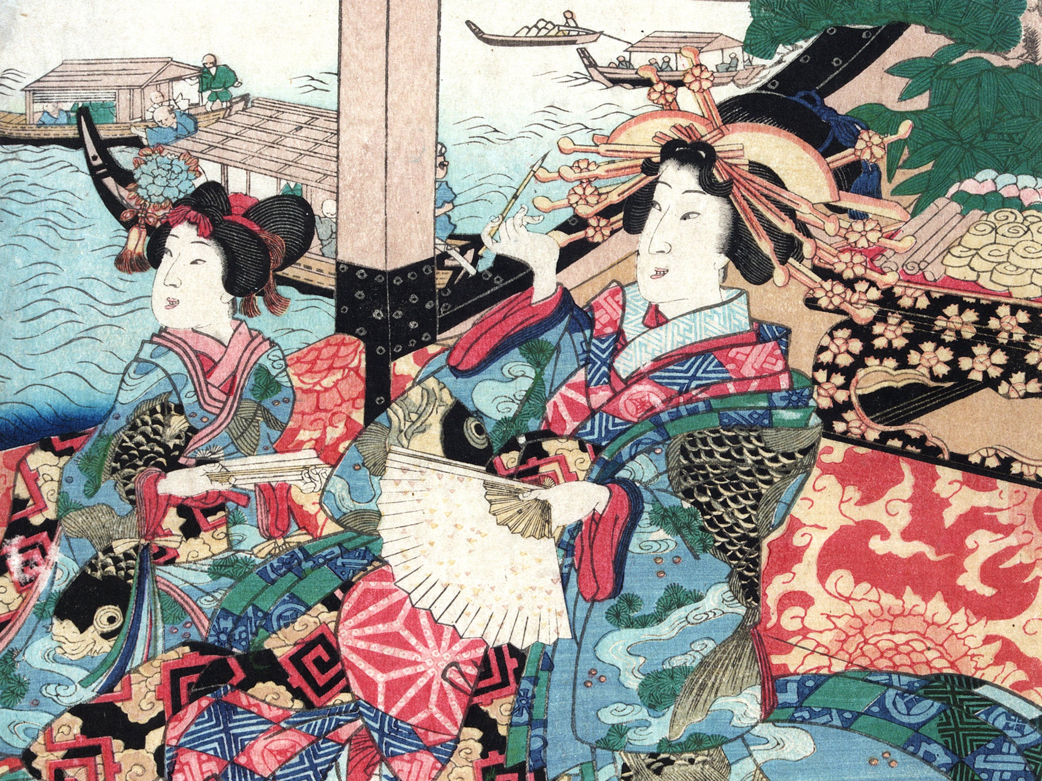 An 1857 print by Utagawa Kunisada II displayed at the 'Cotton to Gold' exhibition