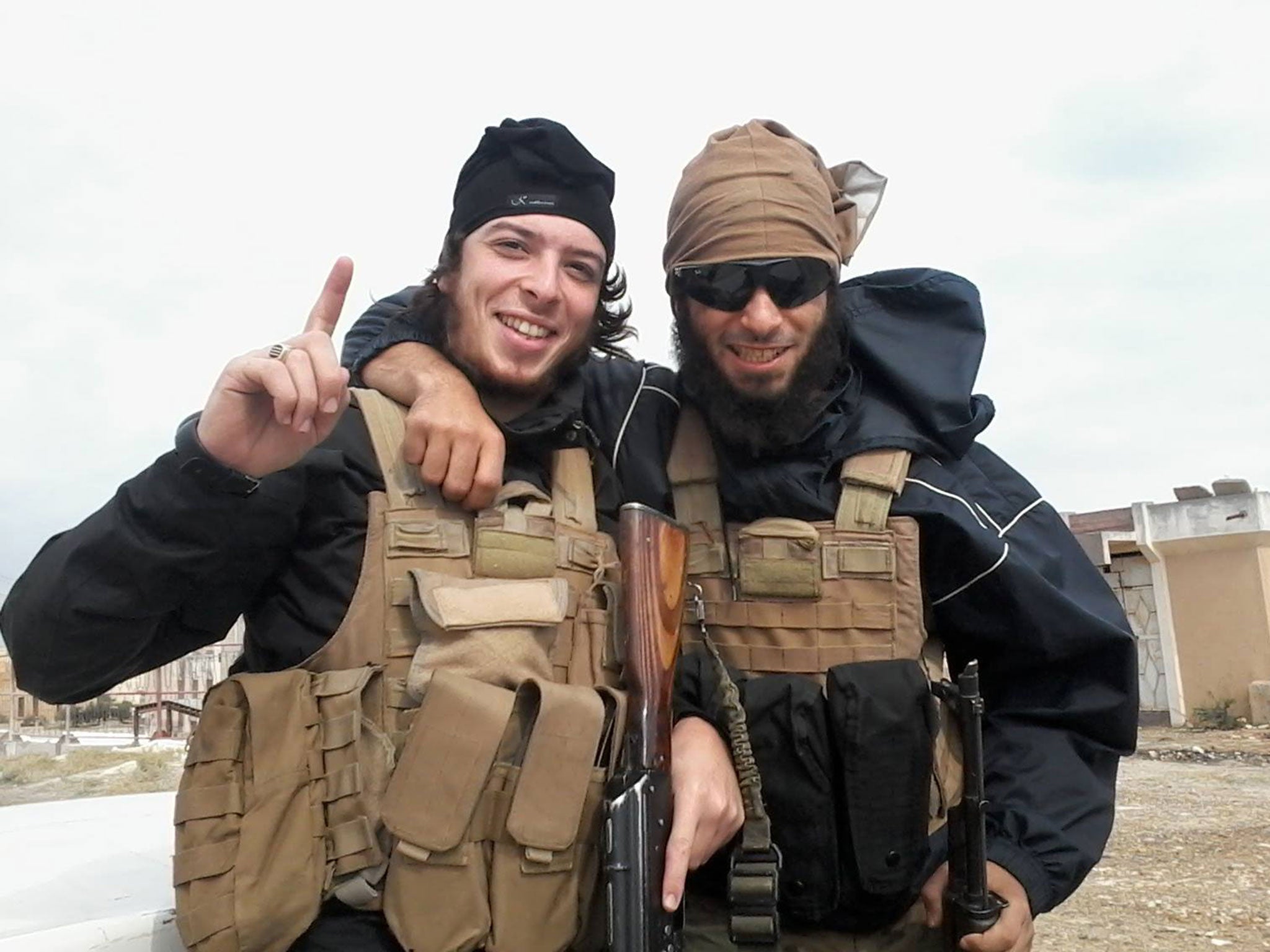 A picture, believed to show Redwane Hajaoui and a friend, posted on his Facebook from Aleppo, Syria