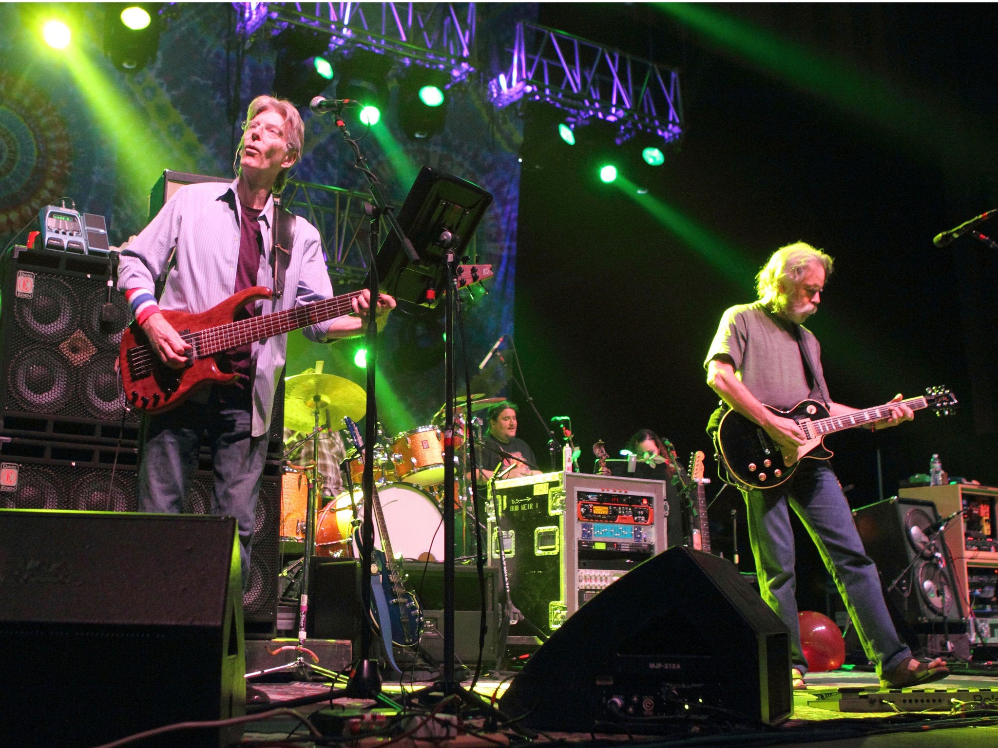 The Grateful Dead's Phil Lesh and Bob Weir performing in 2010