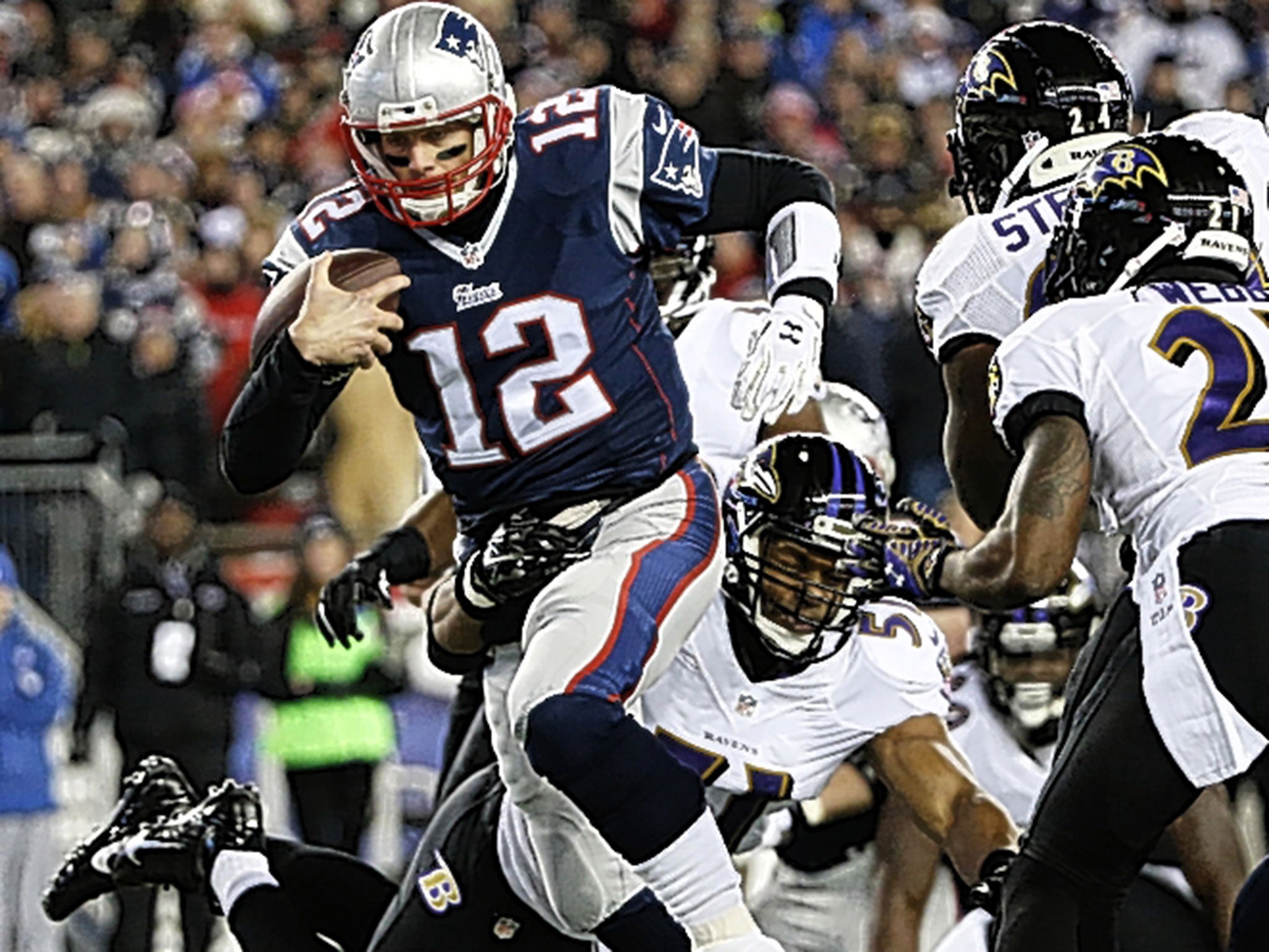 New England quarterback Tom Brady scores a touchdown against Baltimore Ravens last weekend