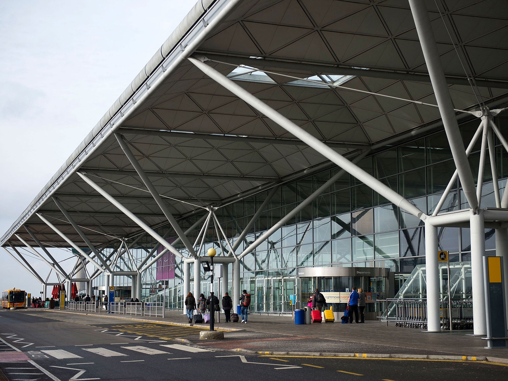 Stansted Airport, where a woman was arrested on suspicion of terror offences