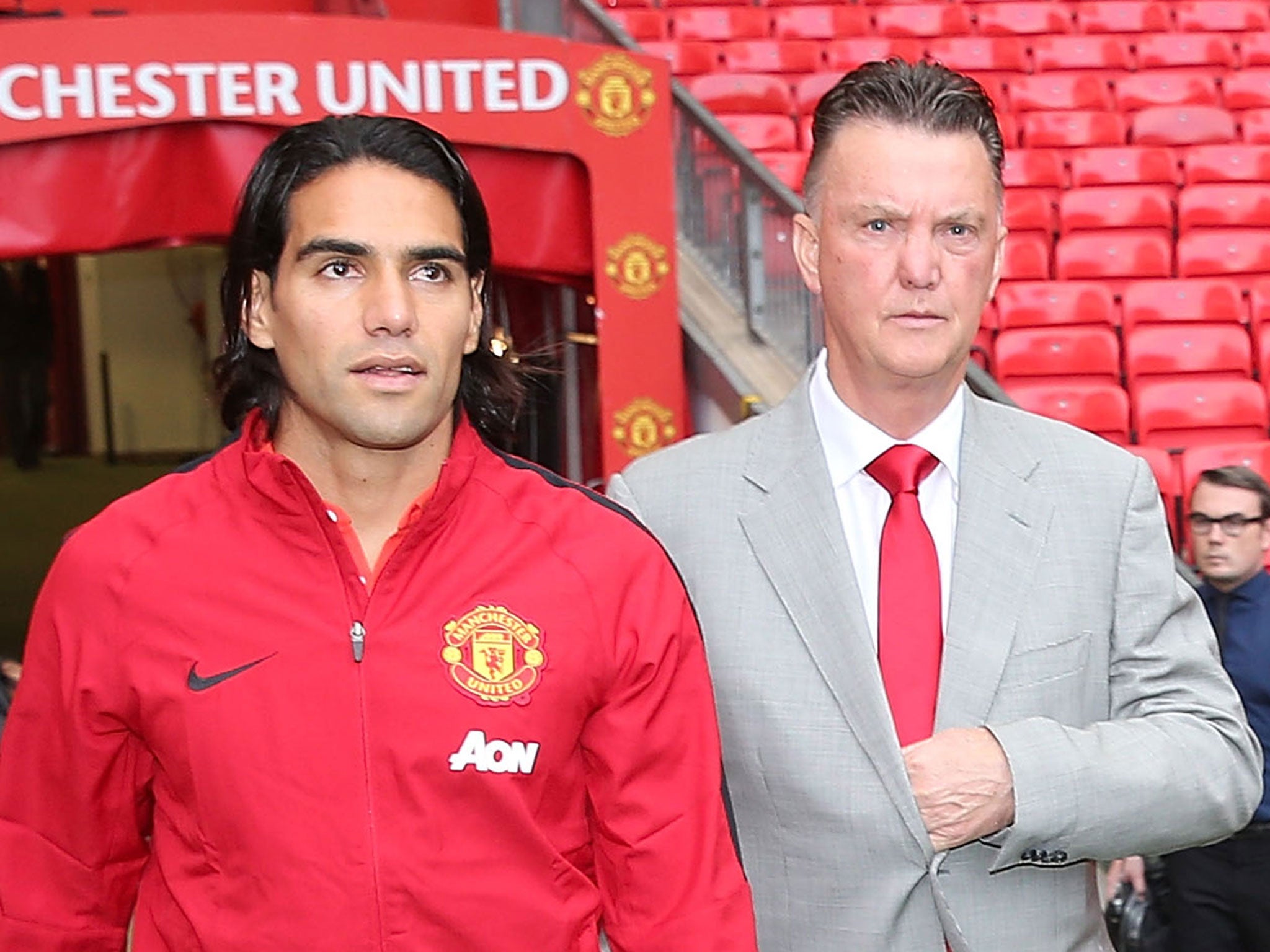 Radamel Falcao (left) and Louis van Gaal