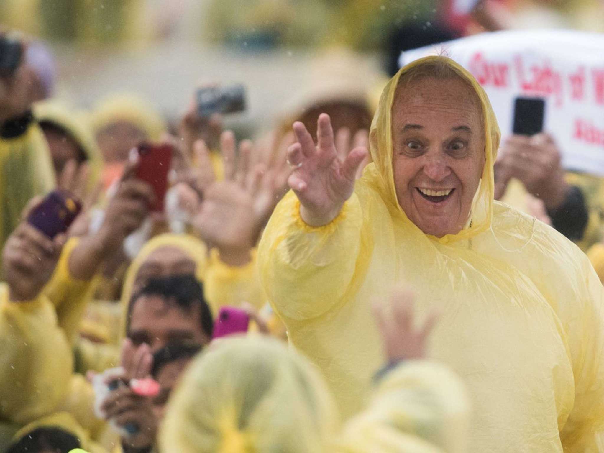 Pope Francis greets the crowds