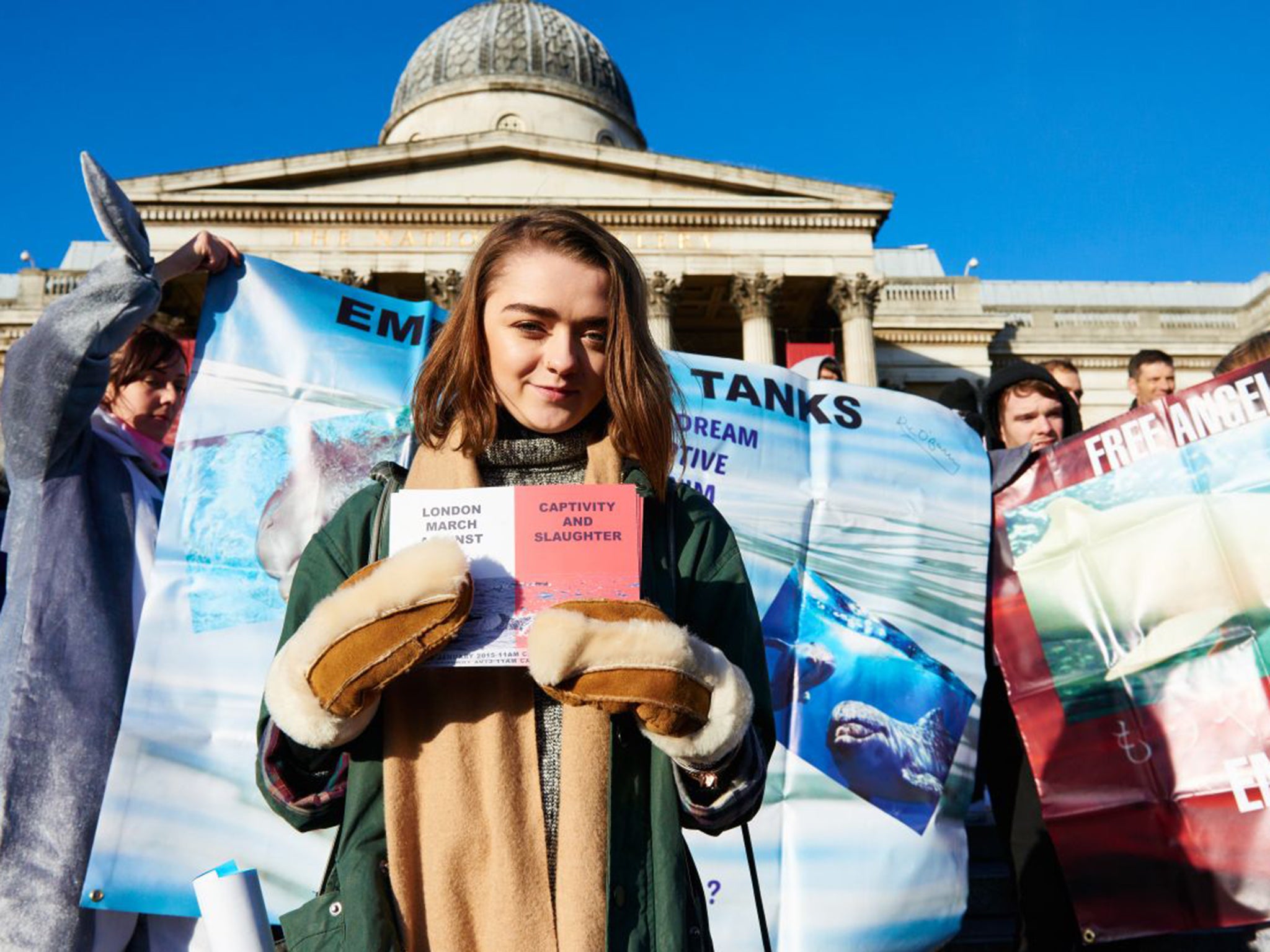 Actress Maisie Williams in Trafalgar Square on Sunday (Micha Theiner)