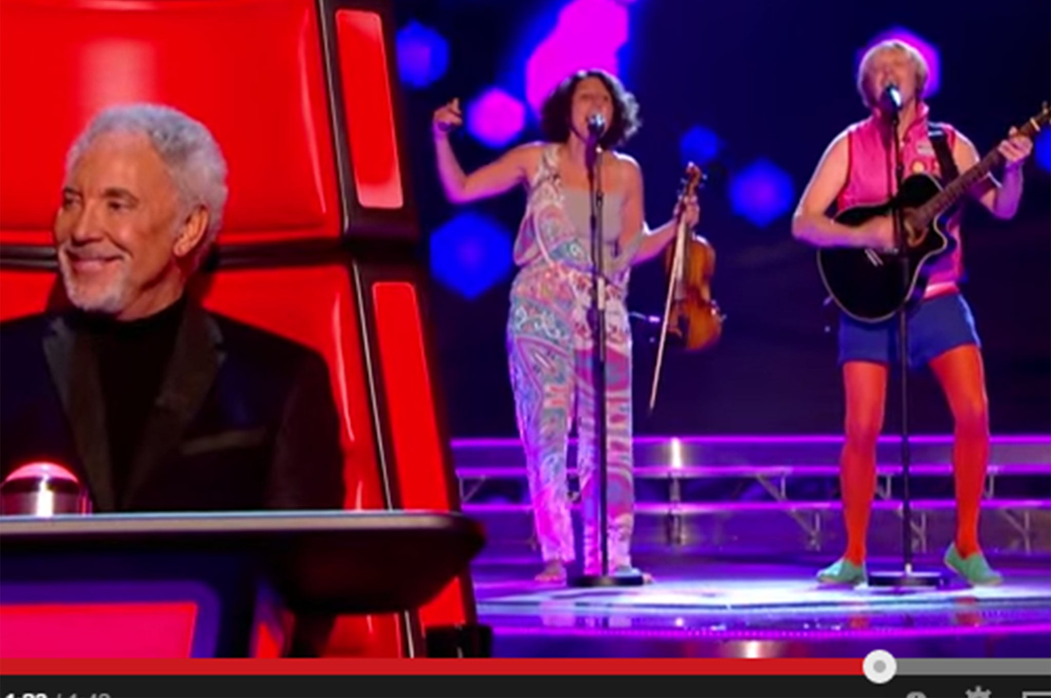 Tom Jones appeared to enjoy Billy Bottle and Martine's rendition of 'I Got The Power'