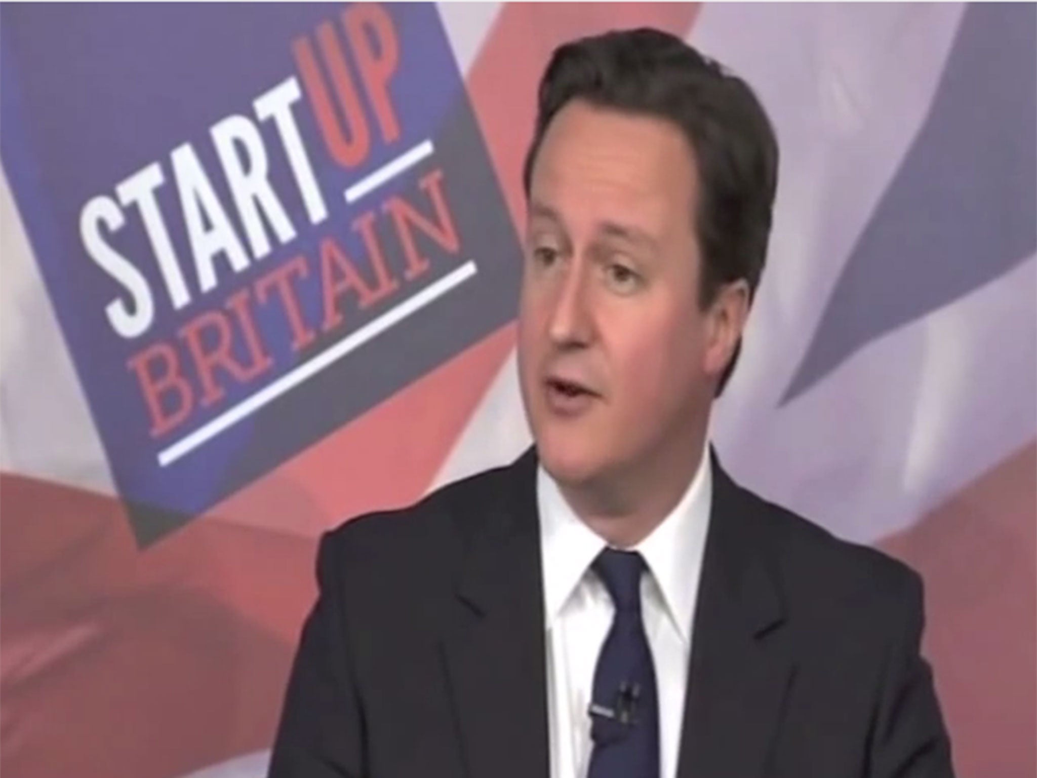 David Cameron speaks in 2011 at the Startup Britain event where Doug Richard interviewed George Osborne