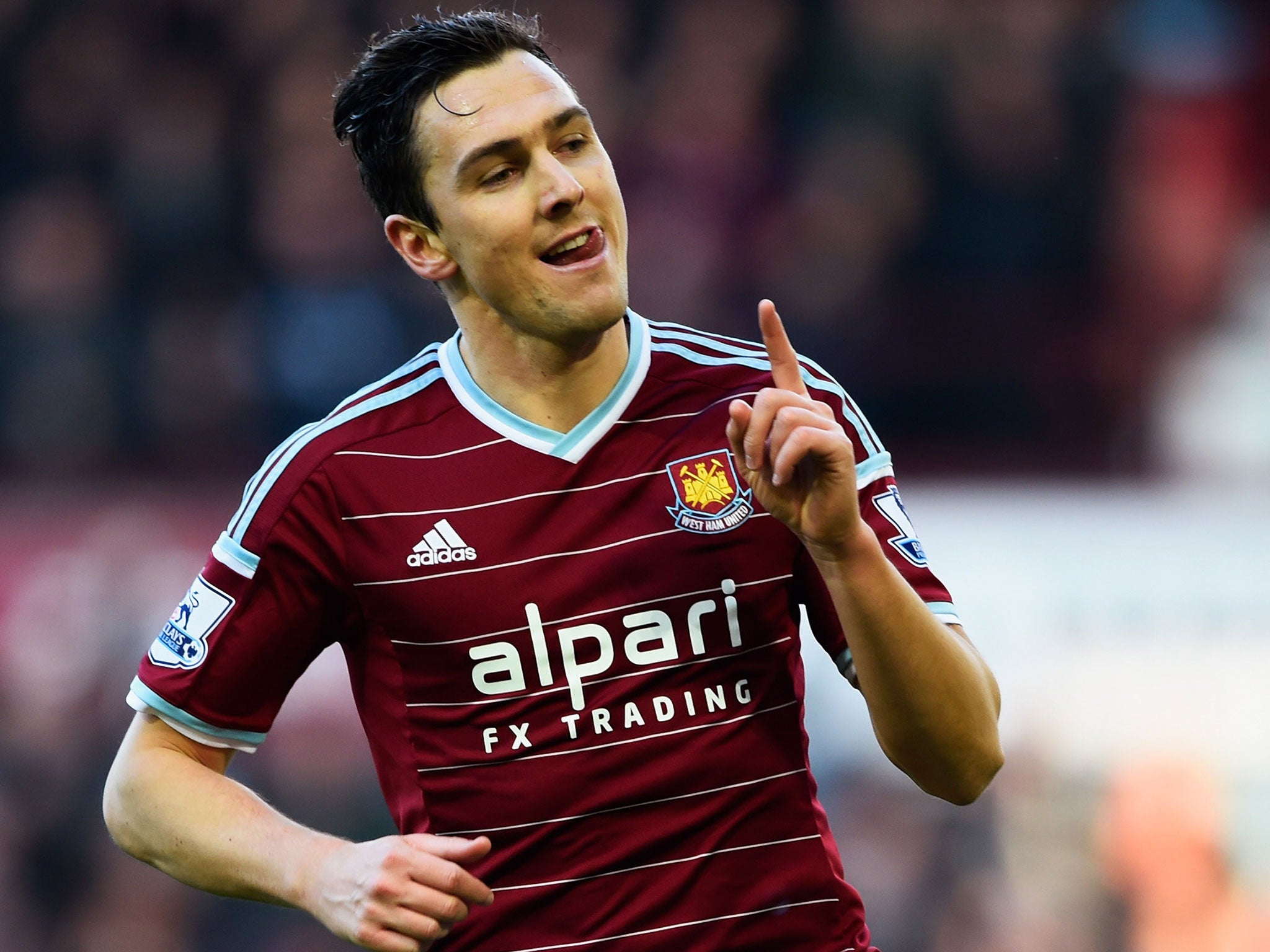 Stewart Downing celebrates scoring the Hammers' third