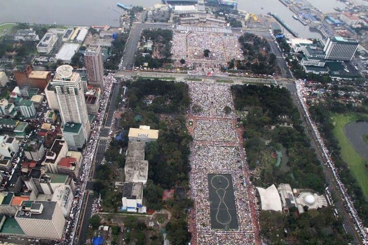 The 60 hectare park was crammed full in the rain